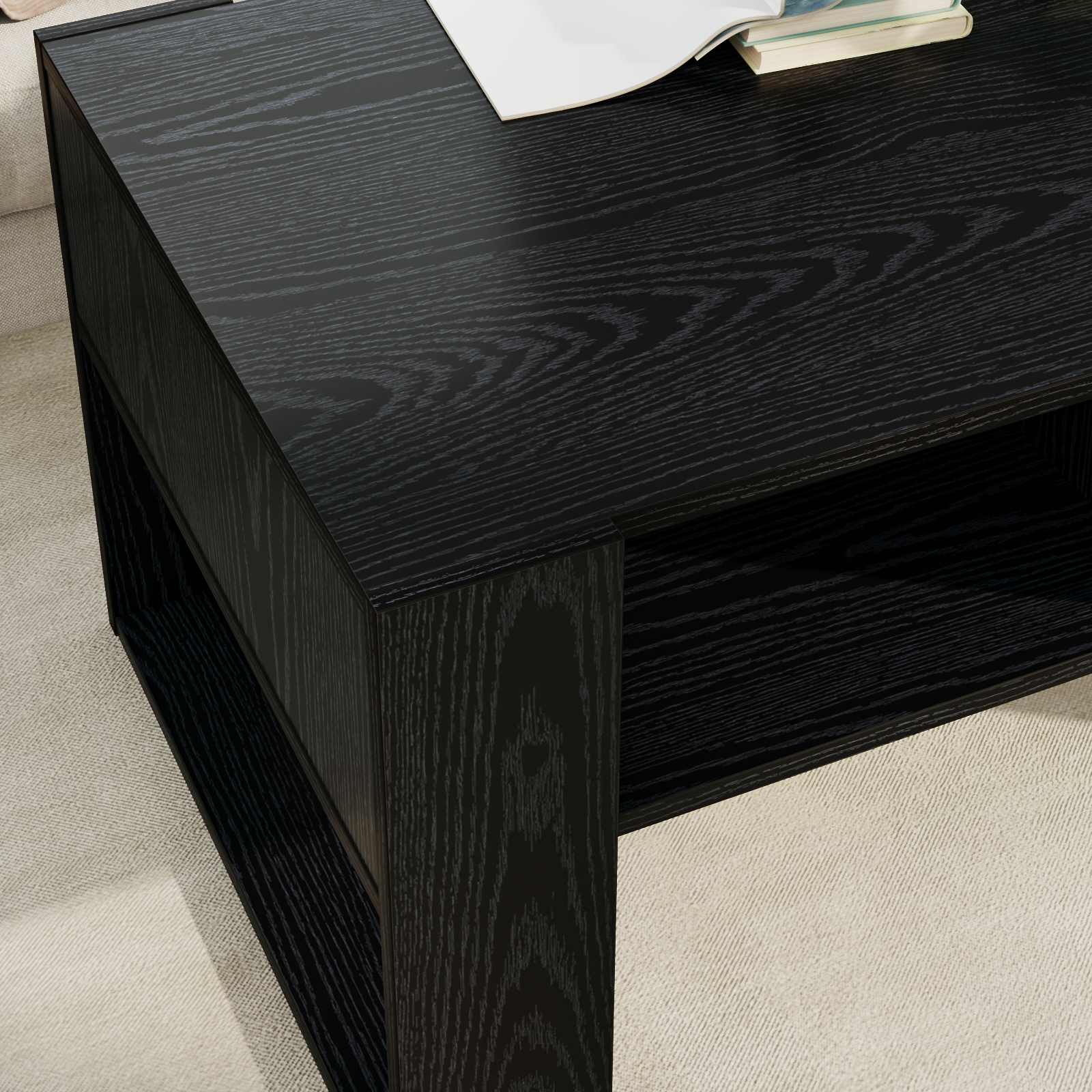 vidaXL Stolik kawowy z przechowywaniem Czarny Dąb 92 x 53 x 45 cm