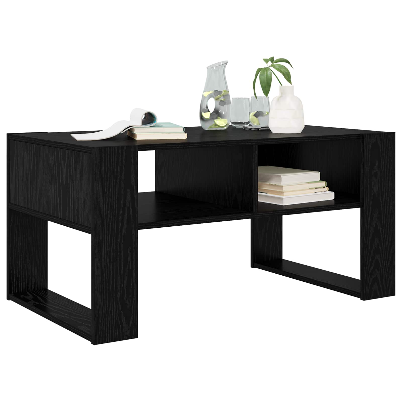 vidaXL Stolik kawowy z przechowywaniem Czarny Dąb 92 x 53 x 45 cm