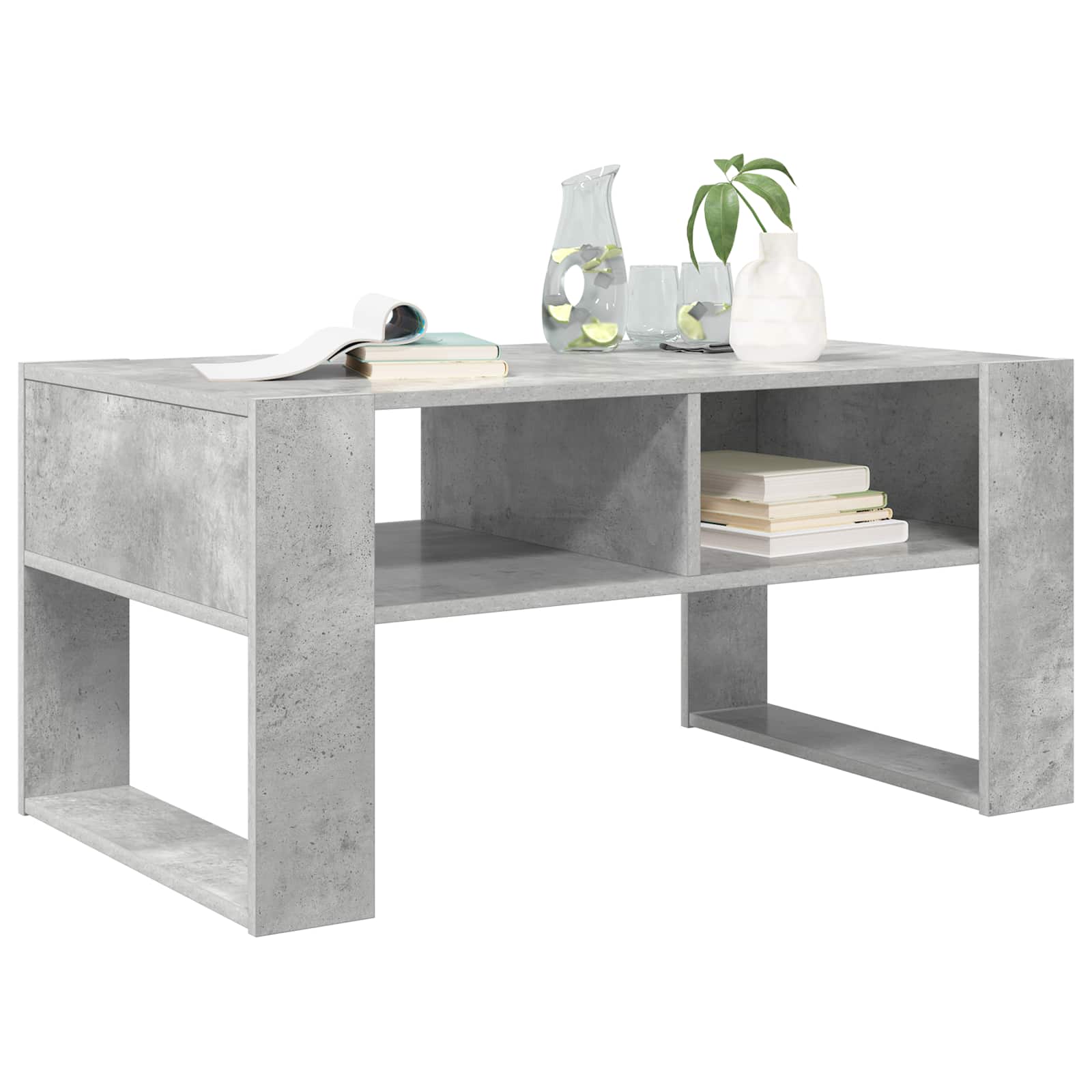 vidaXL Stolik kawowy z przechowywaniem Betonowy szary 92 x 53 x 45 cm