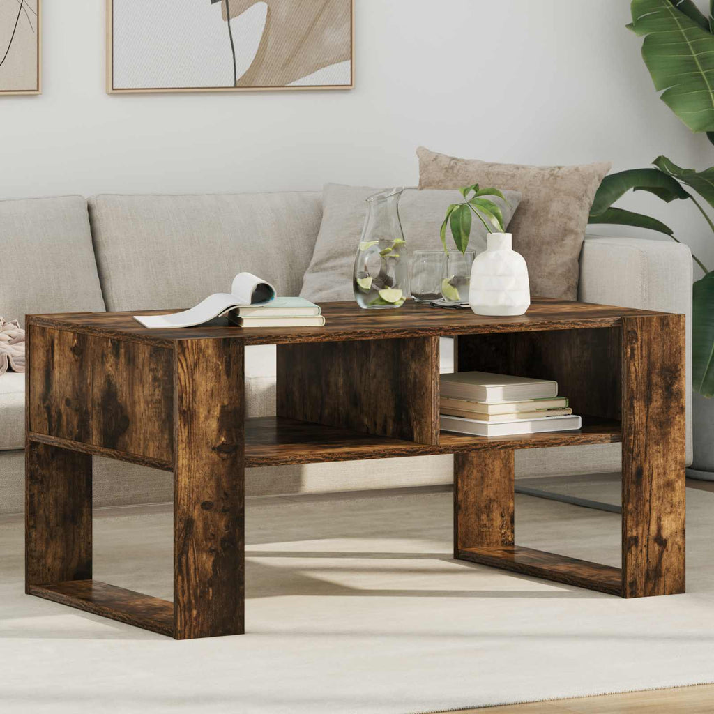 vidaXL Stolik kawowy z przechowywaniem Dąb wędzony 92 x 53 x 45 cm