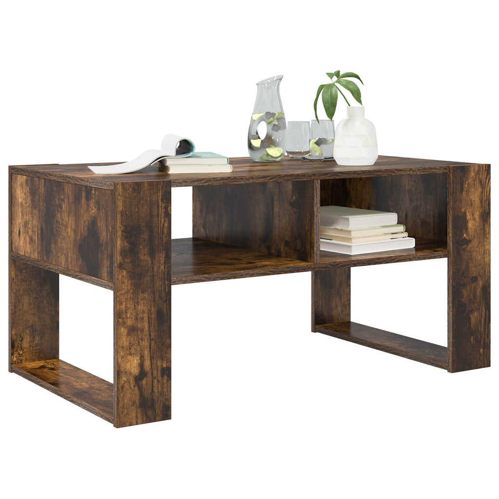 vidaXL Stolik kawowy z przechowywaniem Dąb wędzony 92 x 53 x 45 cm