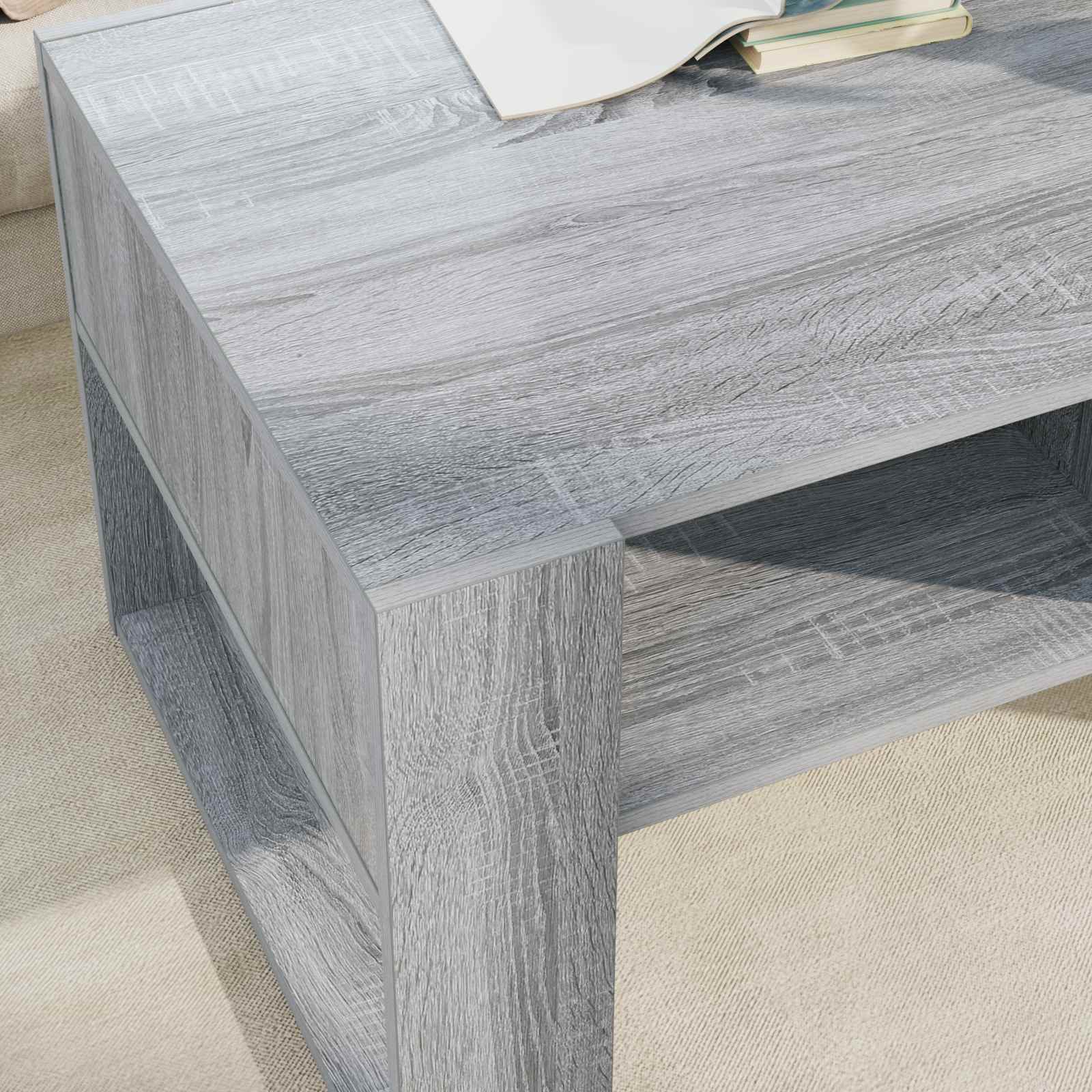 vidaXL Stolik kawowy z przechowywaniem Szary Sonoma 92 x 53 x 45 cm