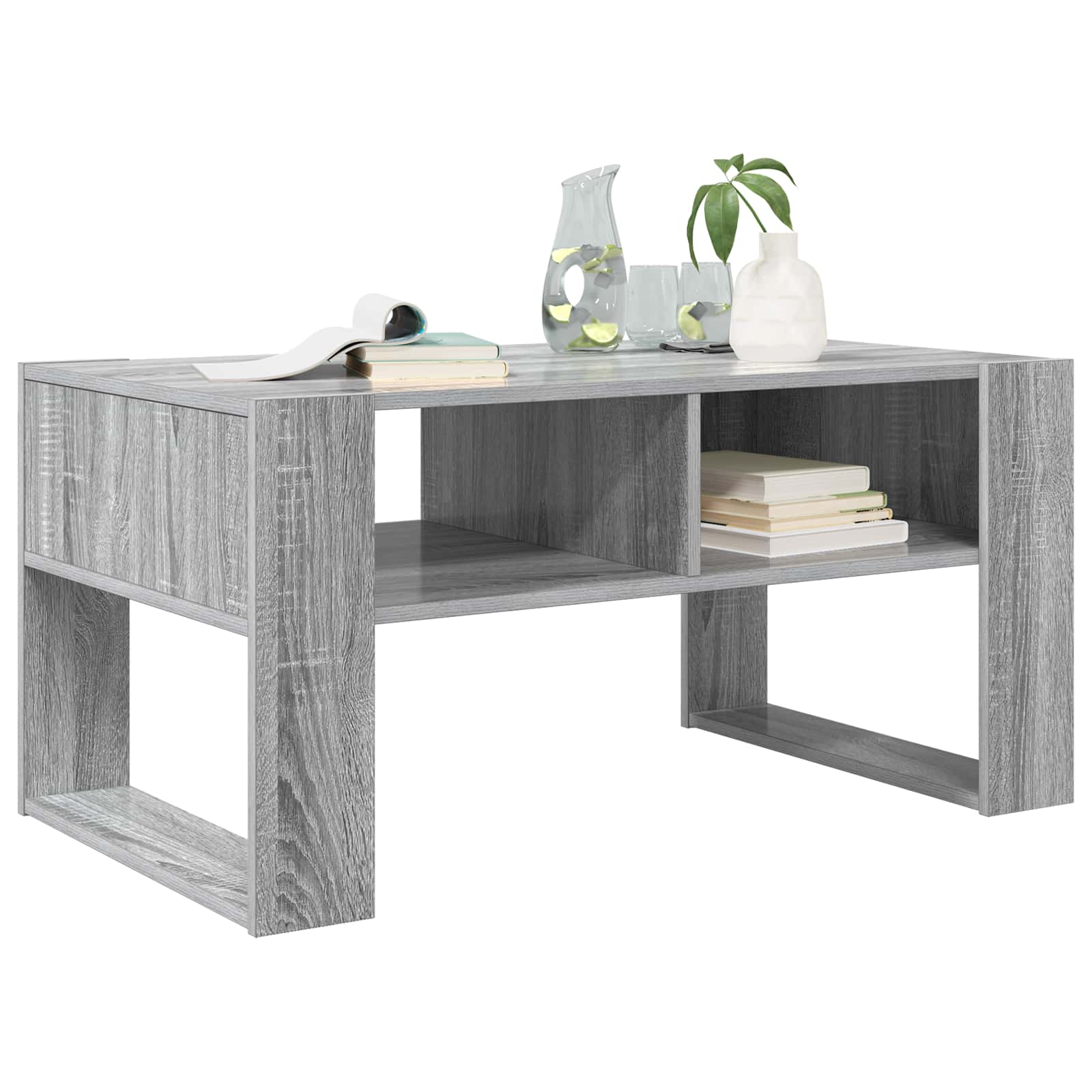 vidaXL Stolik kawowy z przechowywaniem Szary Sonoma 92 x 53 x 45 cm