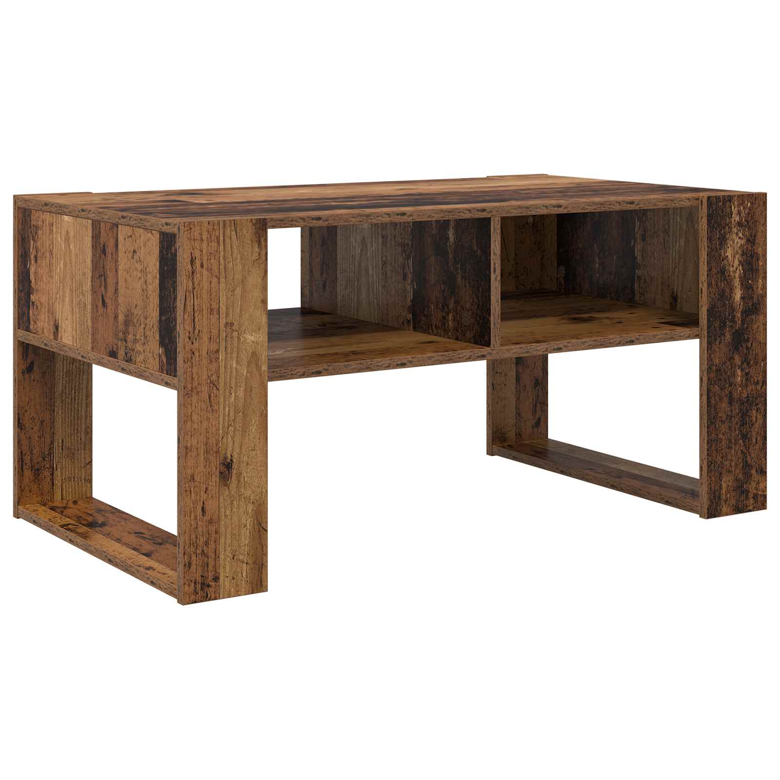 vidaXL Stolik kawowy z przechowywaniem Stare drewno 92 x 53 x 45 cm