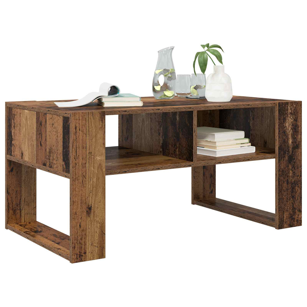 vidaXL Stolik kawowy z przechowywaniem Stare drewno 92 x 53 x 45 cm