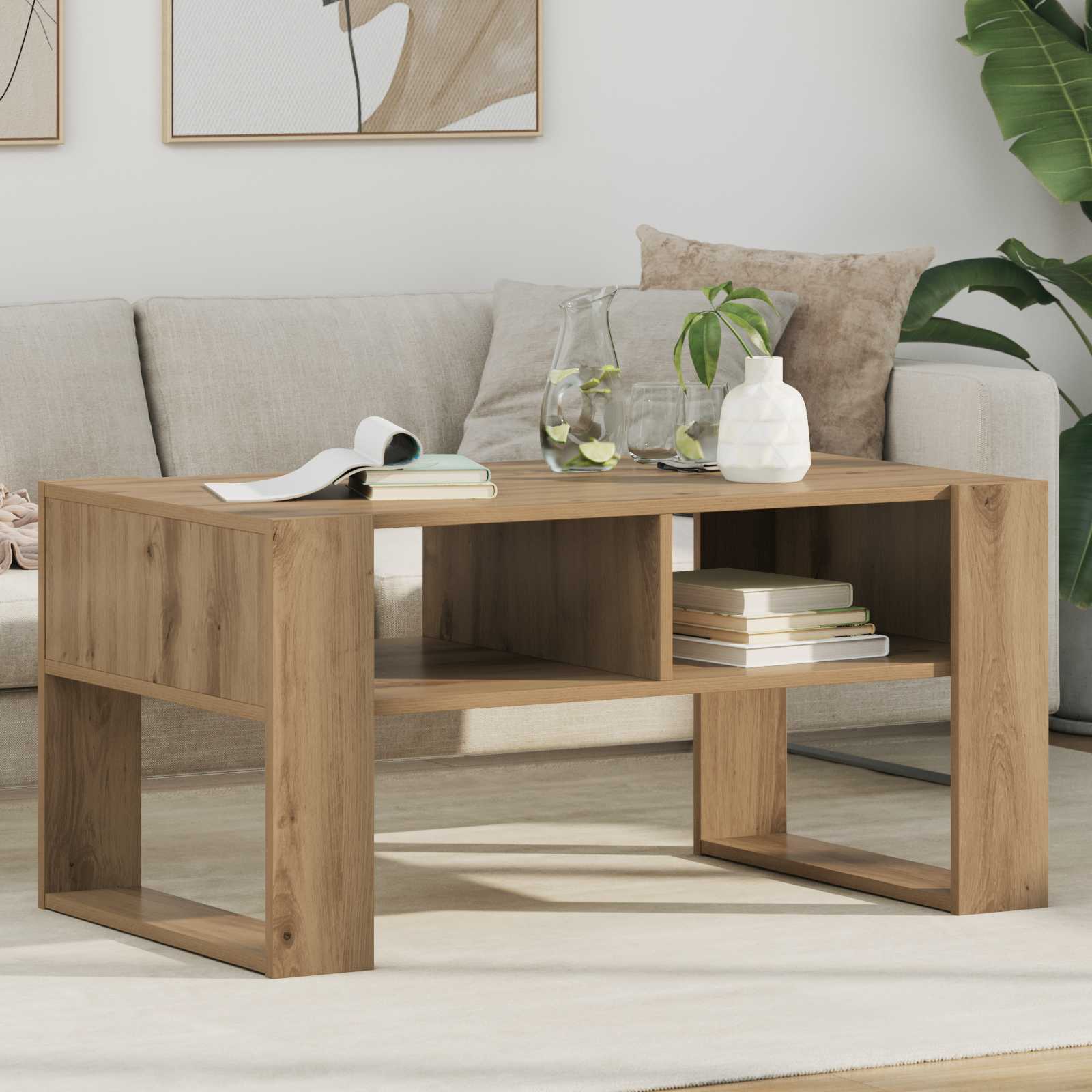 vidaXL Stolik kawowy Dąb rzemieślniczy 92 x 53 x 45 cm