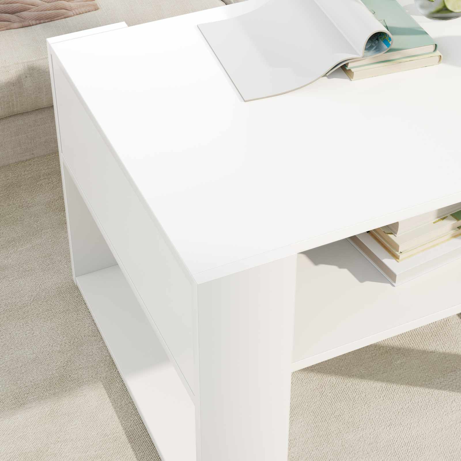 vidaXL Stolik kawowy Biały 66 x 53 x 45 cm Materiał drewnopochodny
