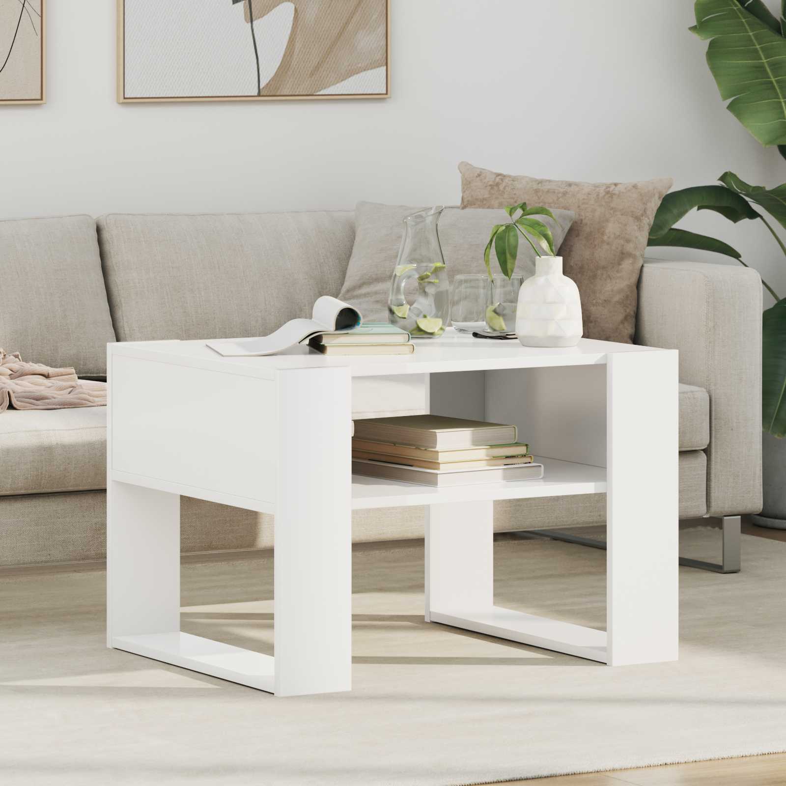 vidaXL Stolik kawowy Biały 66 x 53 x 45 cm Materiał drewnopochodny