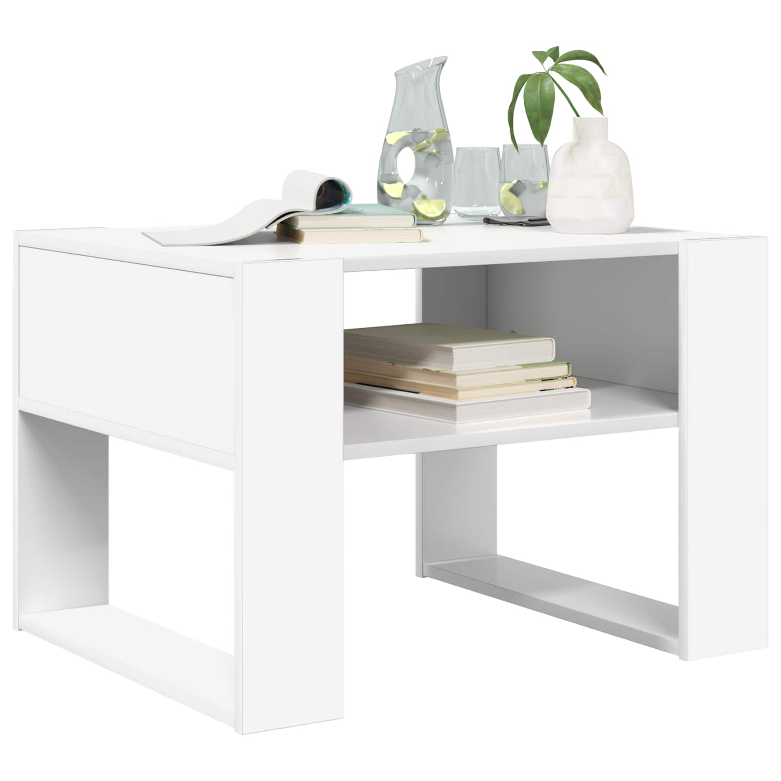 vidaXL Stolik kawowy Biały 66 x 53 x 45 cm Materiał drewnopochodny
