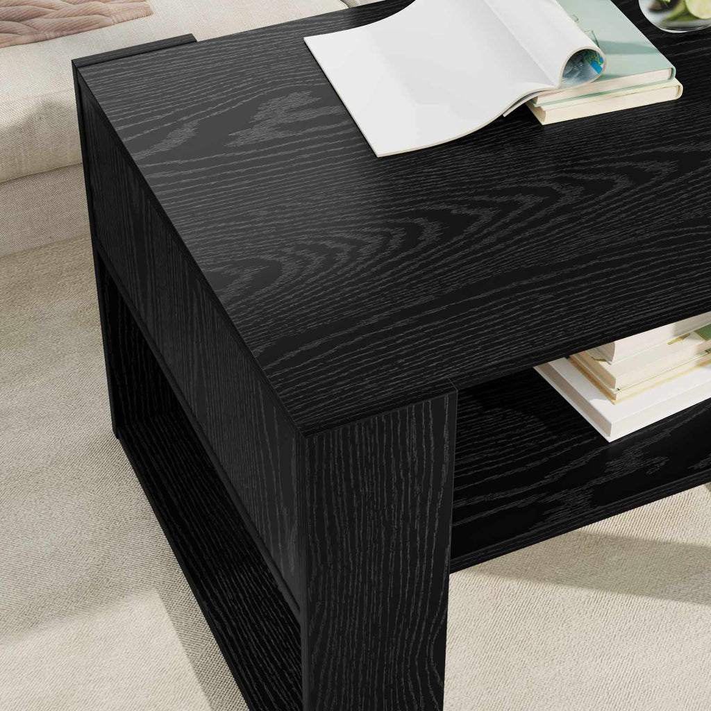 vidaXL Stolik kawowy z przechowywaniem Czarny Dąb 66 x 53 x 45 cm
