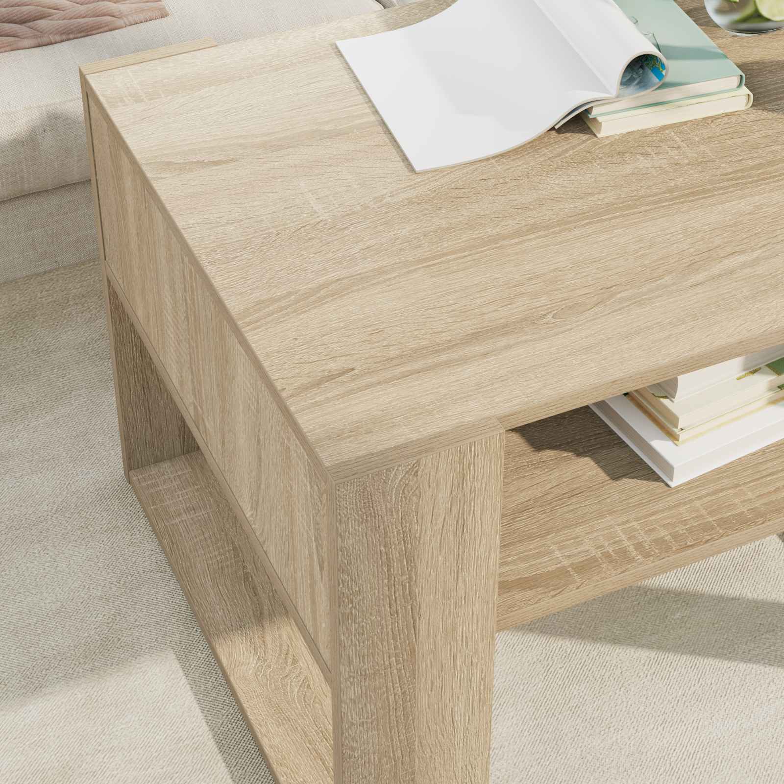 vidaXL Stolik kawowy z przechowywaniem Dąb Sonoma 66 x 53 x 45 cm