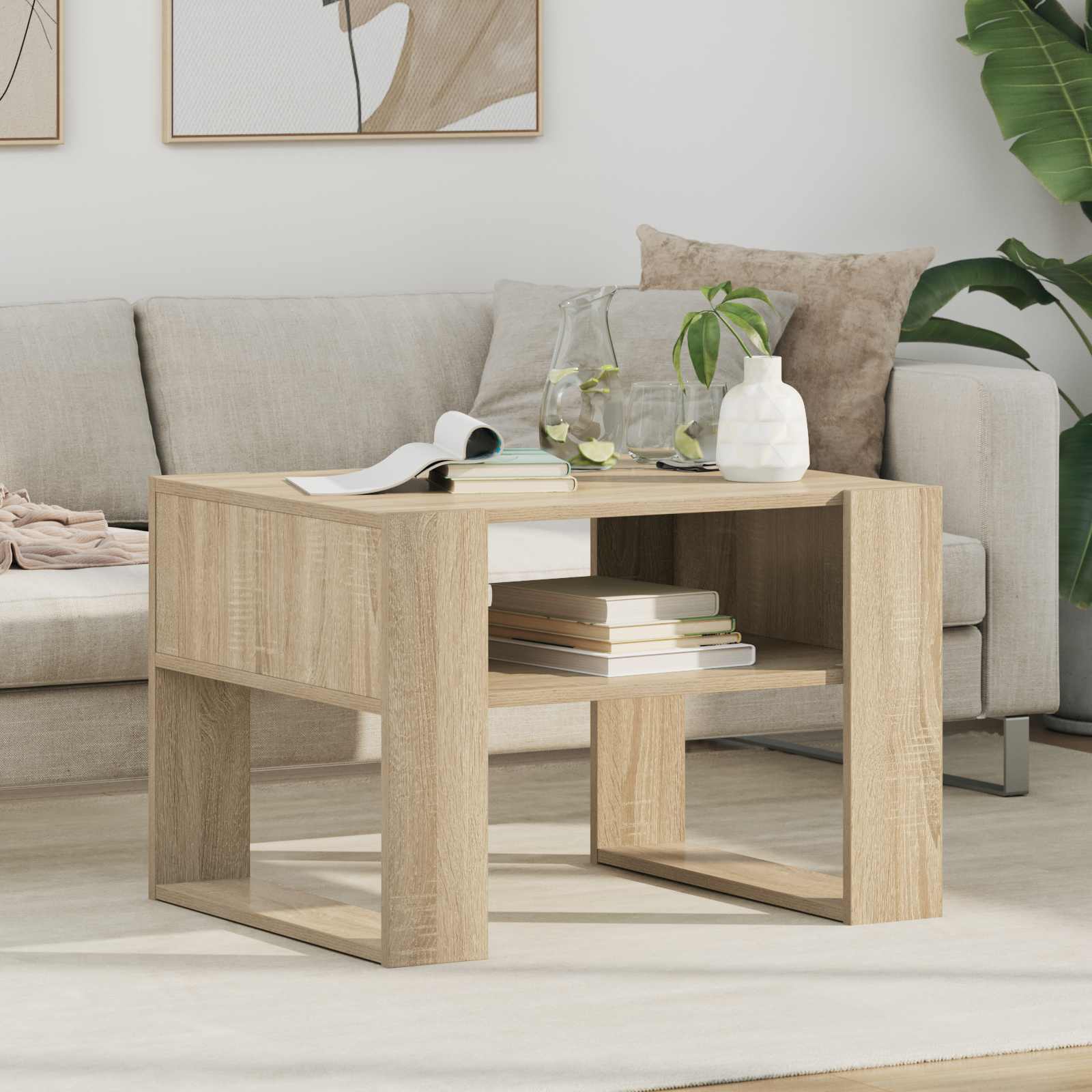 vidaXL Stolik kawowy z przechowywaniem Dąb Sonoma 66 x 53 x 45 cm