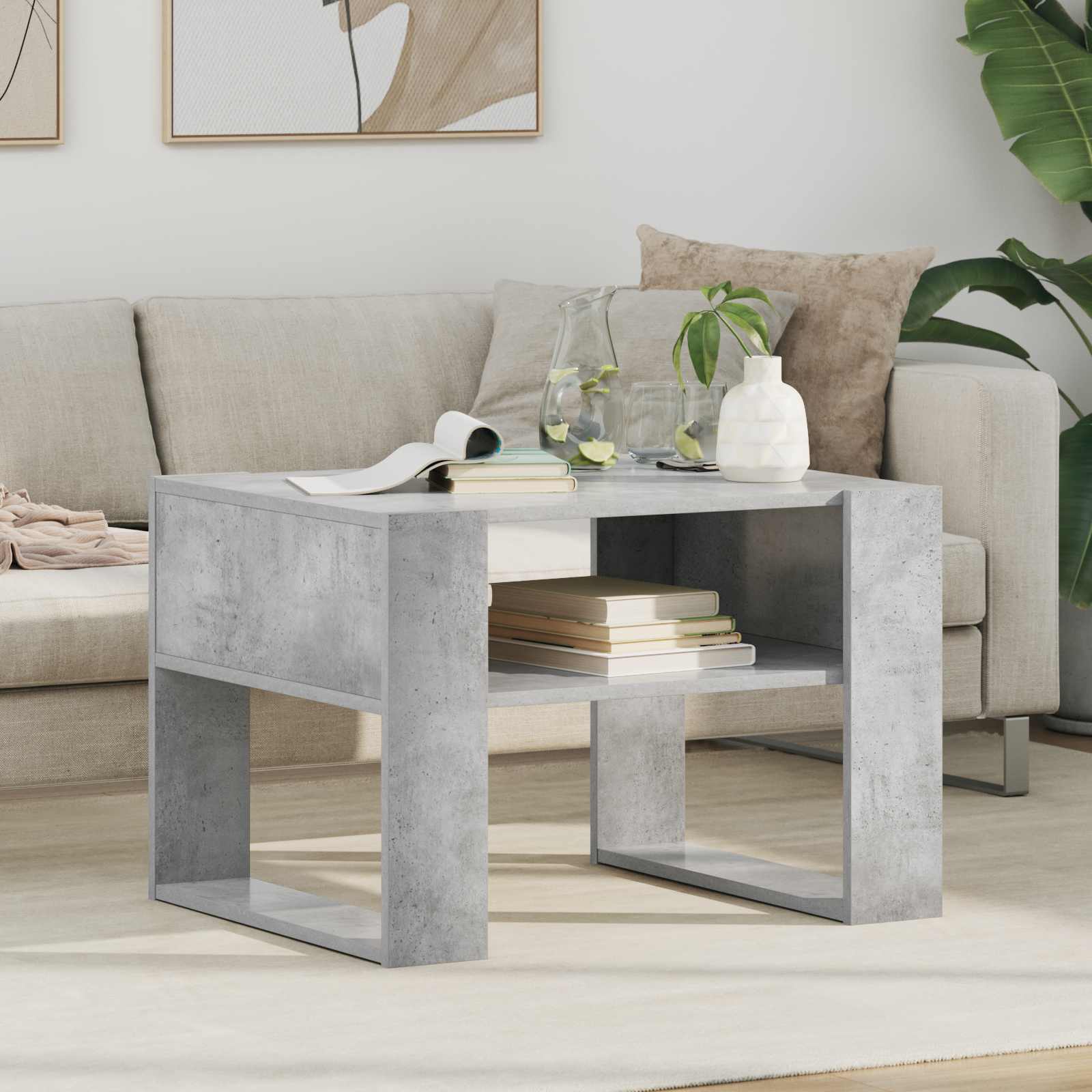vidaXL Stolik kawowy z przechowywaniem Betonowy szary 66 x 53 x 45 cm