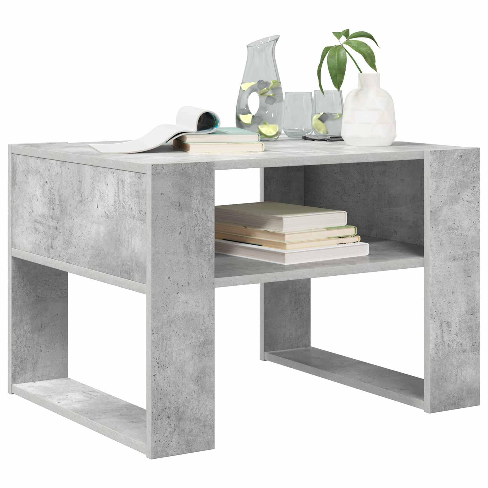 vidaXL Stolik kawowy z przechowywaniem Betonowy szary 66 x 53 x 45 cm