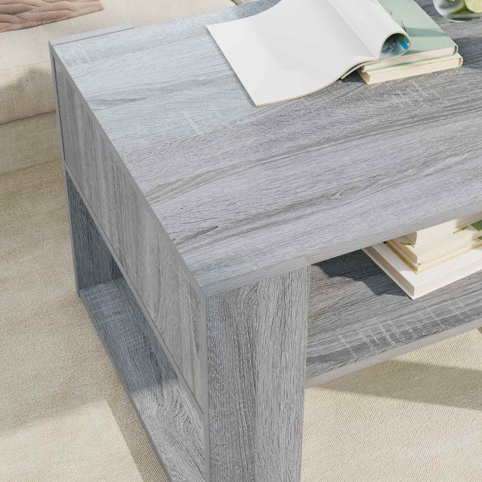 vidaXL Stolik kawowy z przechowywaniem Szary Sonoma 66 x 53 x 45 cm