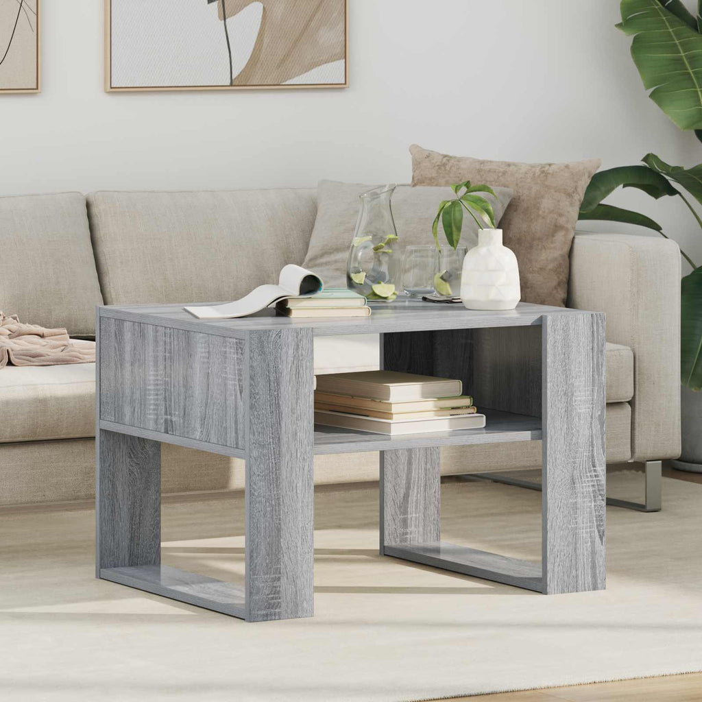 vidaXL Stolik kawowy z przechowywaniem Szary Sonoma 66 x 53 x 45 cm