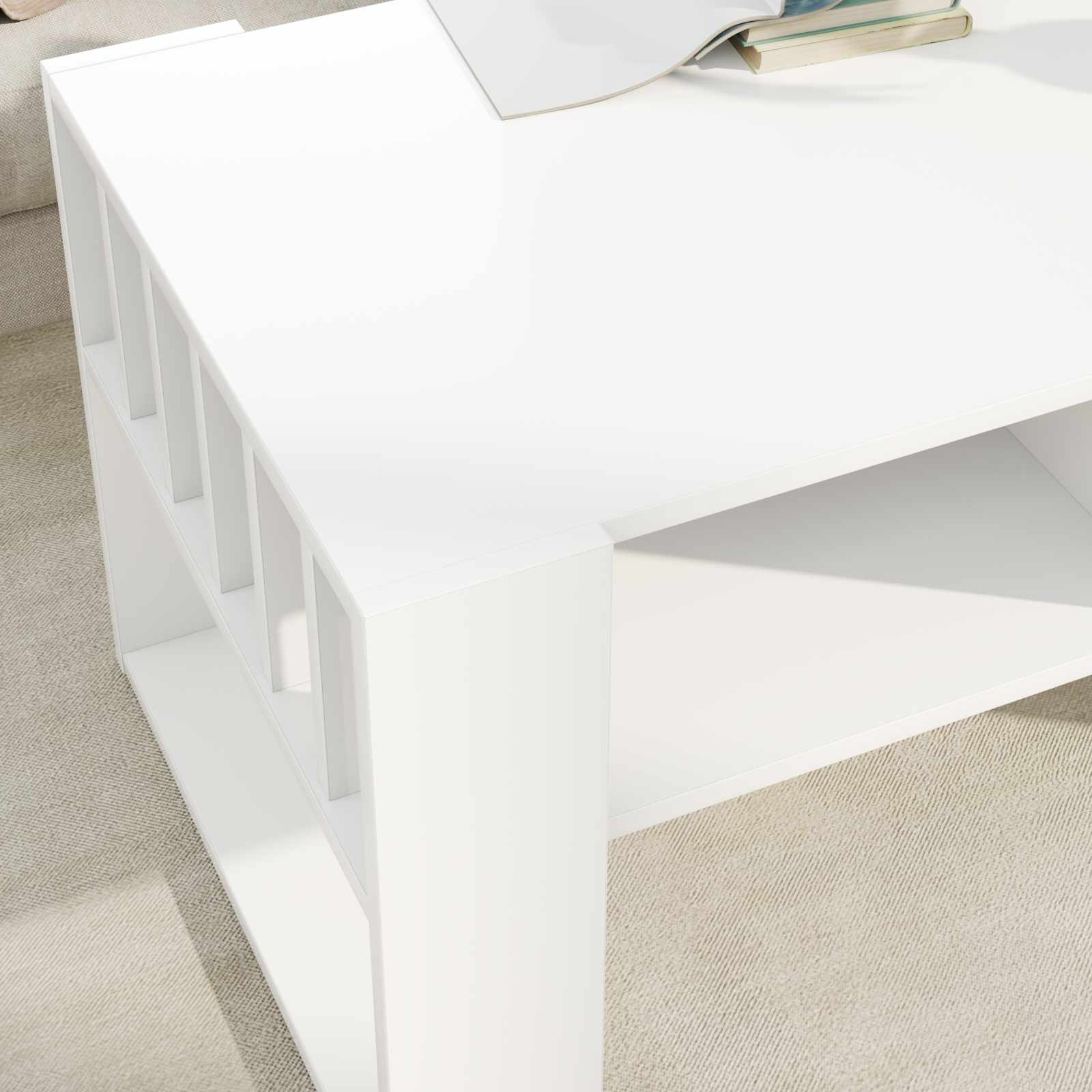 vidaXL Stolik kawowy Biały 92 x 49,5 x 45 cm Materiał drewnopochodny