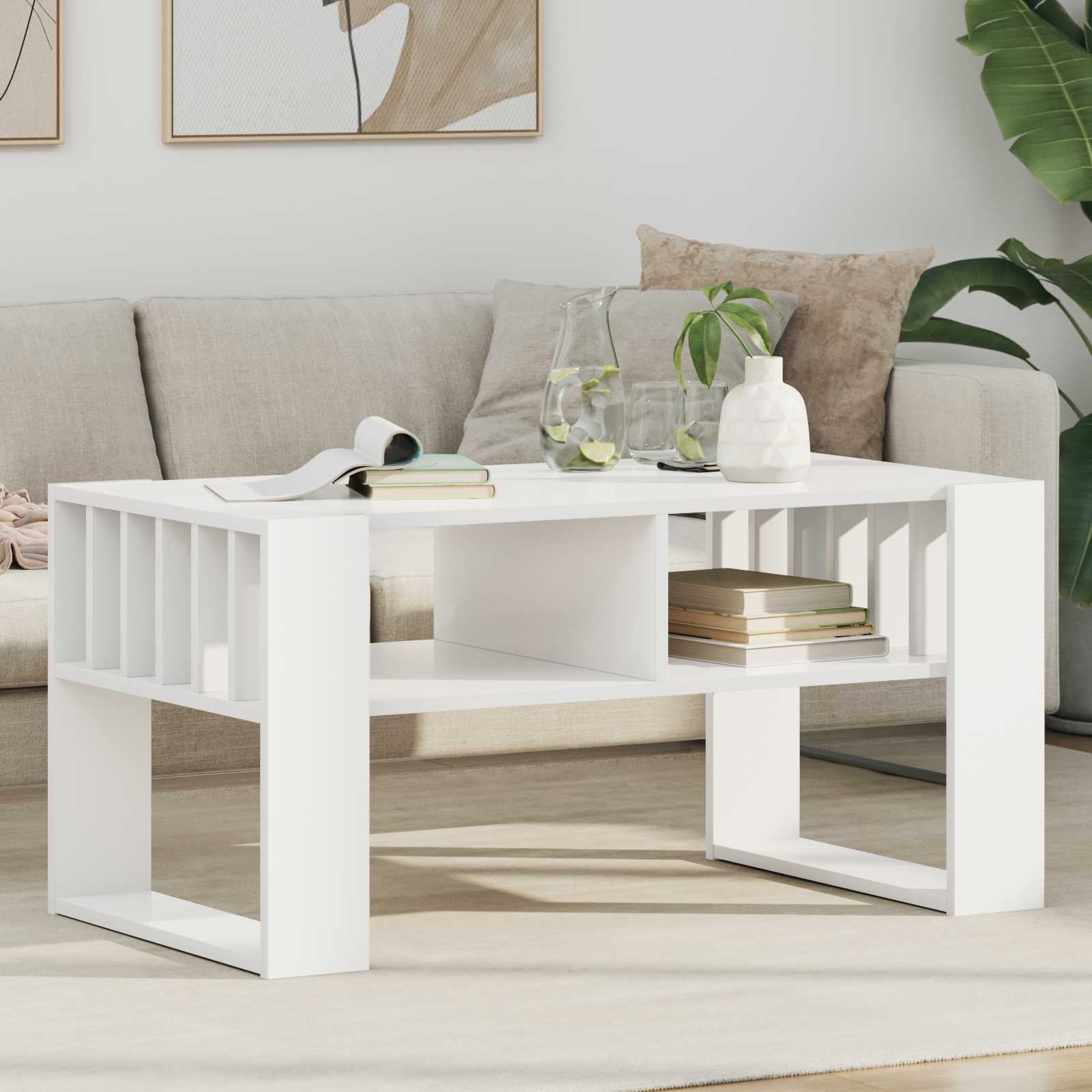 vidaXL Stolik kawowy Biały 92 x 49,5 x 45 cm Materiał drewnopochodny
