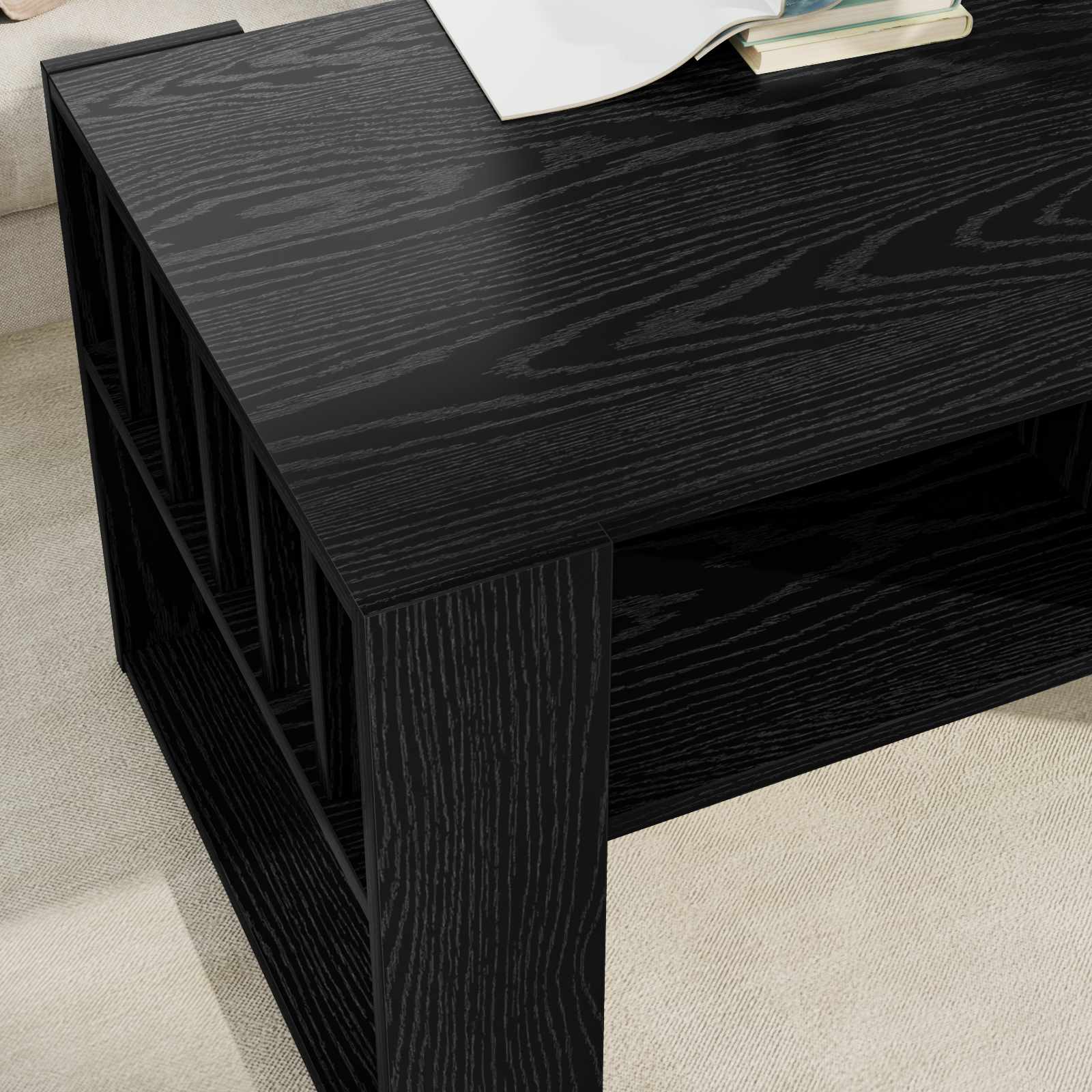 vidaXL Stolik kawowy Czarny Dąb 92 x 49,5 x 45 cm