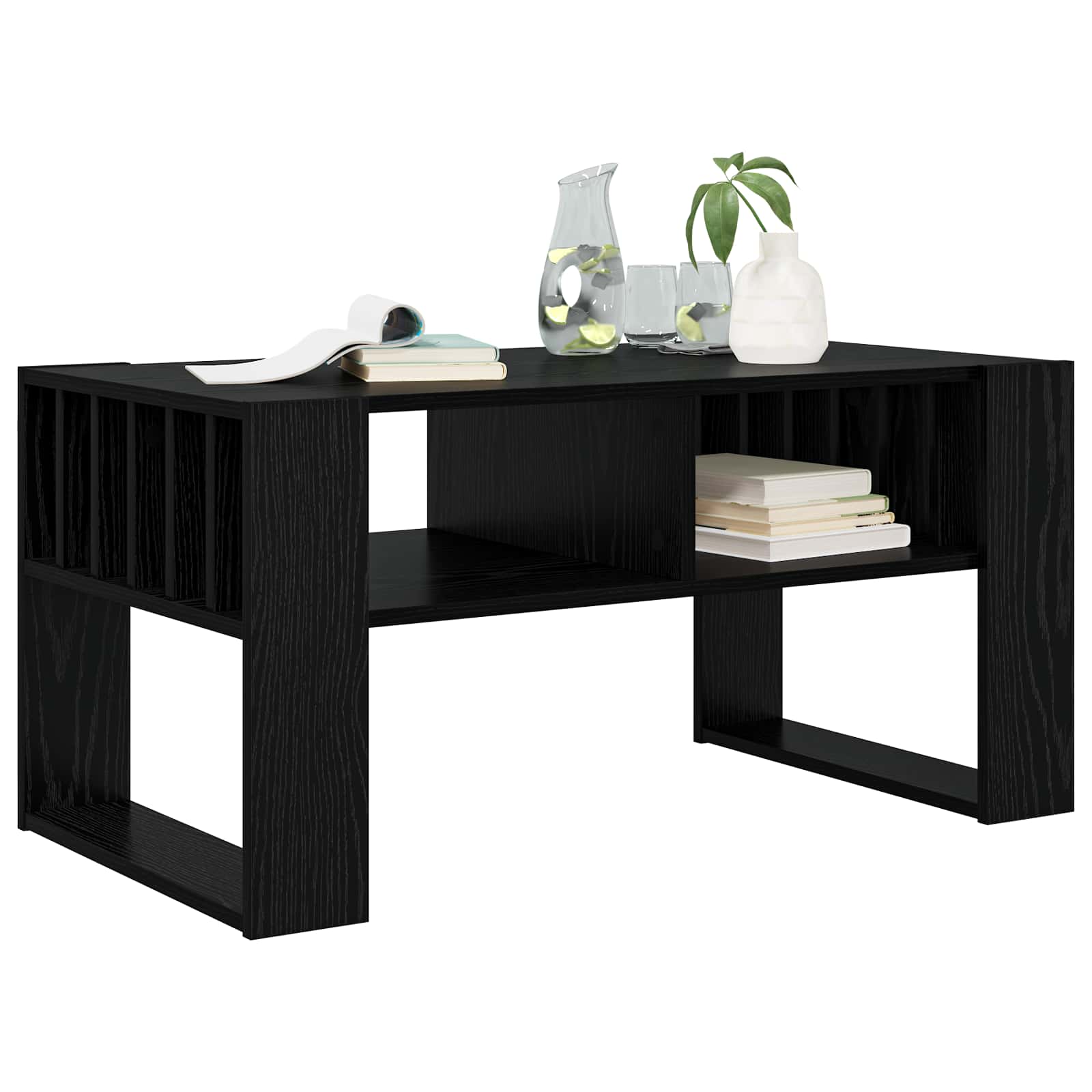 vidaXL Stolik kawowy Czarny Dąb 92 x 49,5 x 45 cm