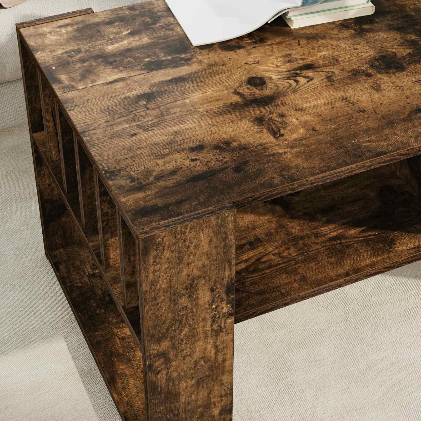 vidaXL Stolik kawowy Dąb wędzony 92 x 49,5 x 45 cm
