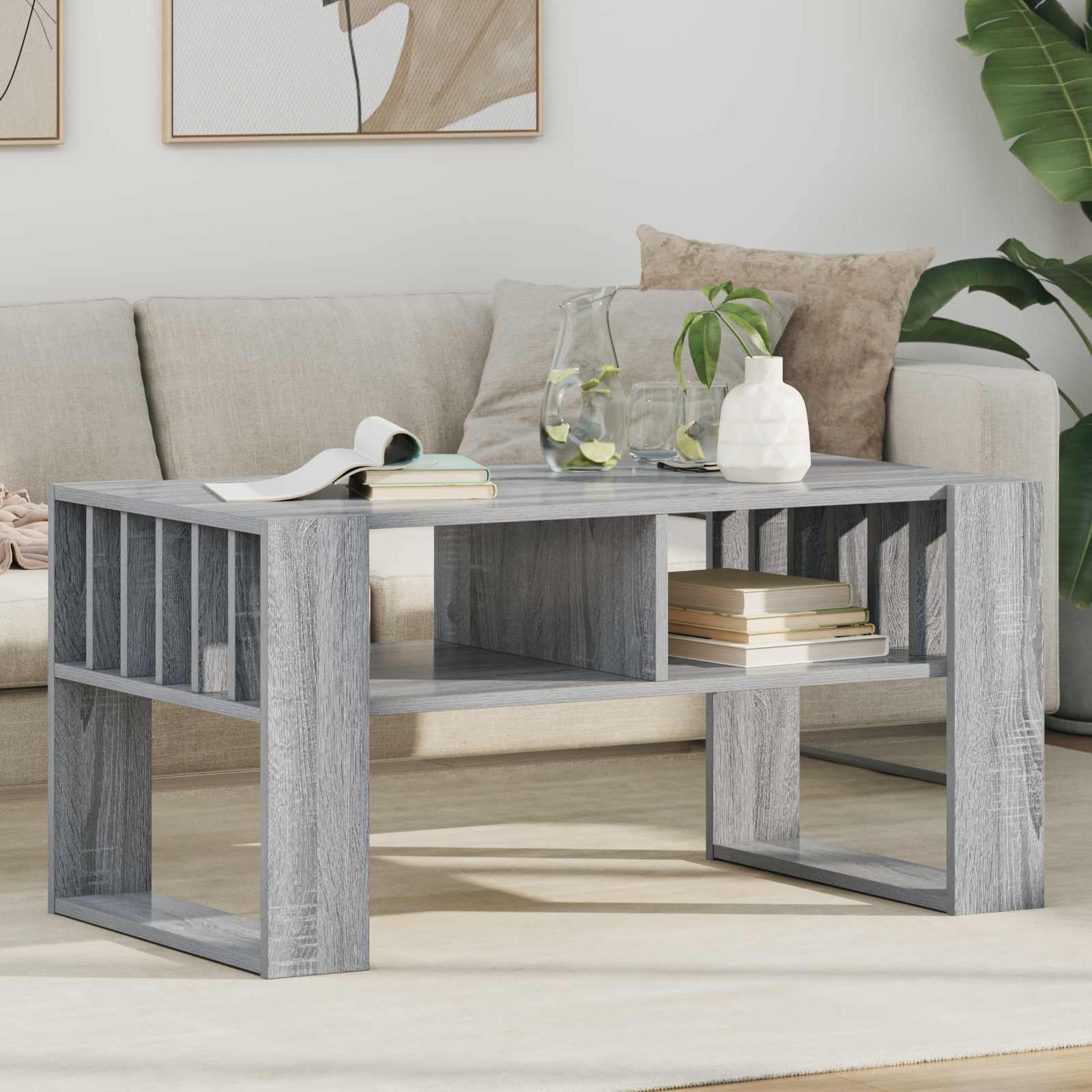 vidaXL Stolik kawowy Szary Sonoma 92 x 49,5 x 45 cm