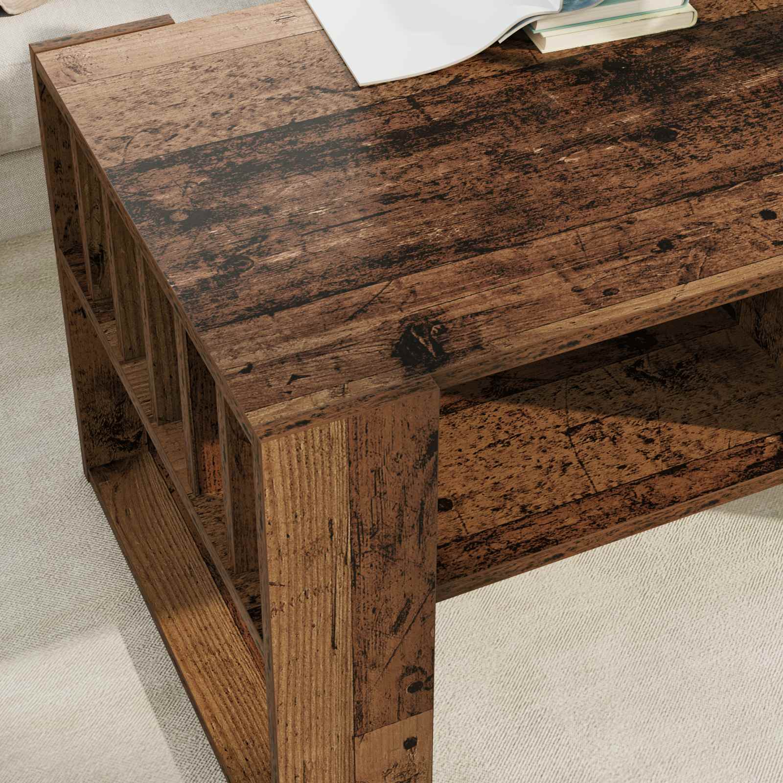 vidaXL Stolik kawowy Stare drewno 92 x 49,5 x 45 cm