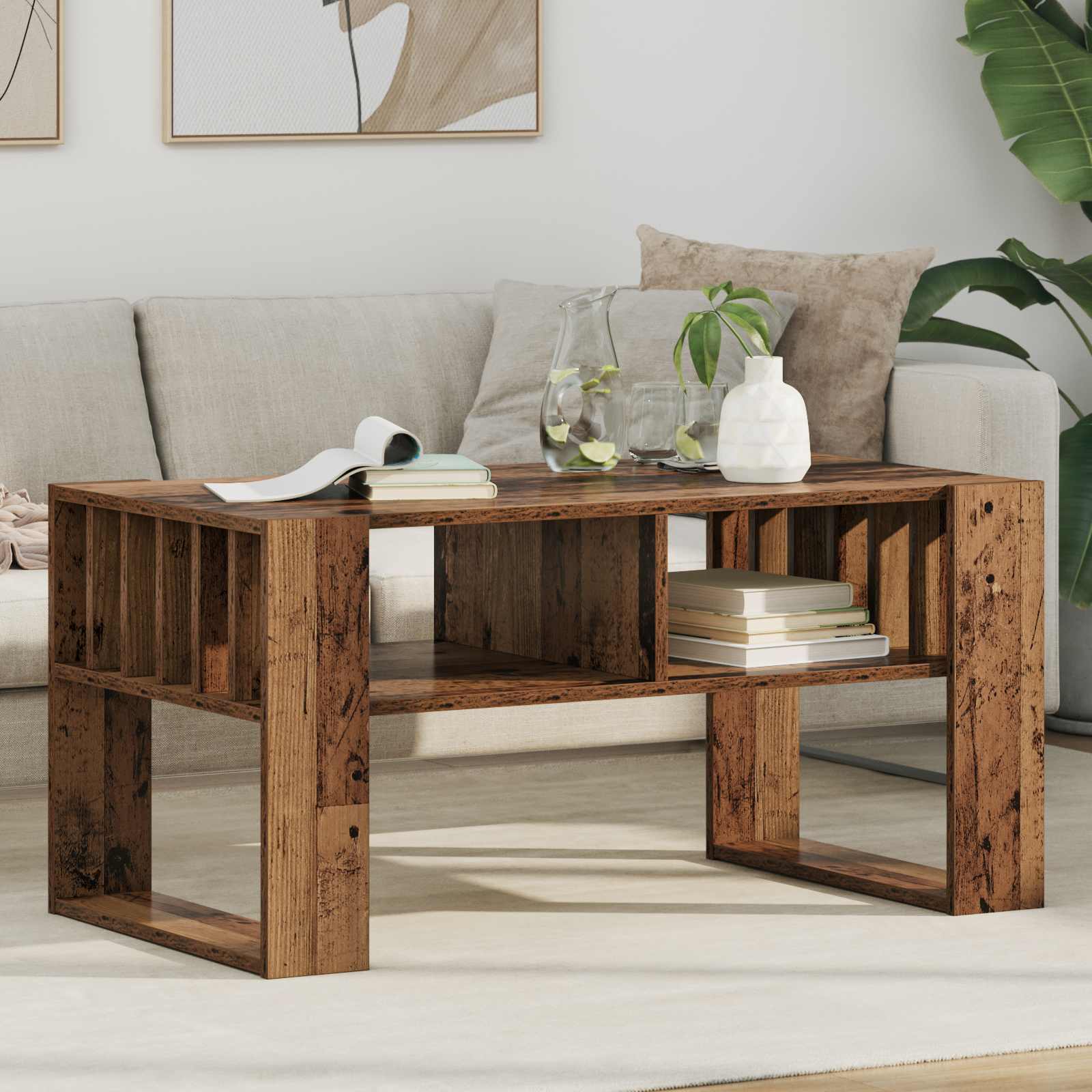 vidaXL Stolik kawowy Stare drewno 92 x 49,5 x 45 cm