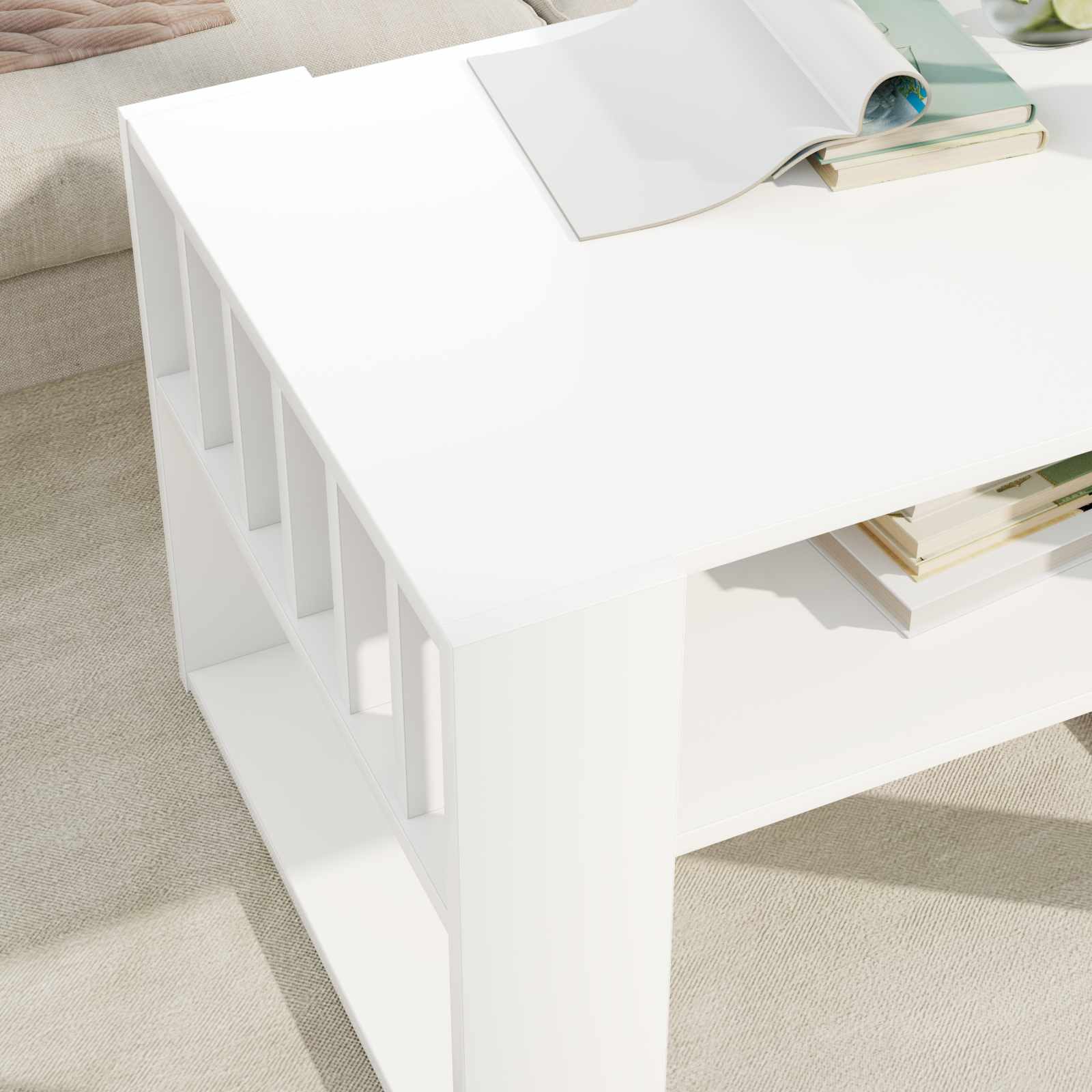 vidaXL Stolik kawowy Biały 66 x 49,5 x 45 cm Materiał drewnopochodny