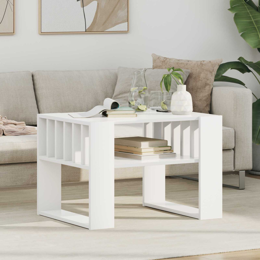 vidaXL Stolik kawowy Biały 66 x 49,5 x 45 cm Materiał drewnopochodny