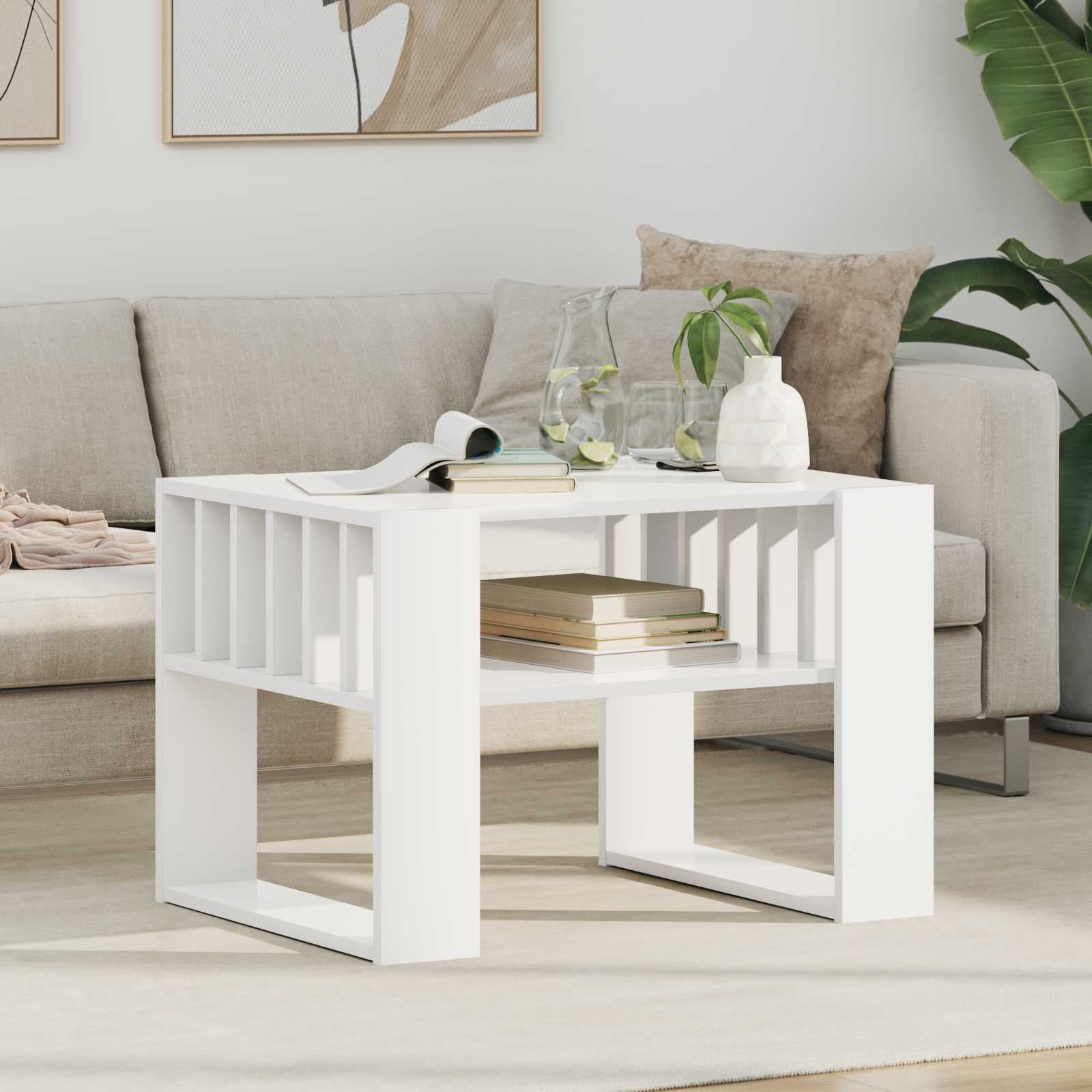 vidaXL Stolik kawowy Biały 66 x 49,5 x 45 cm Materiał drewnopochodny