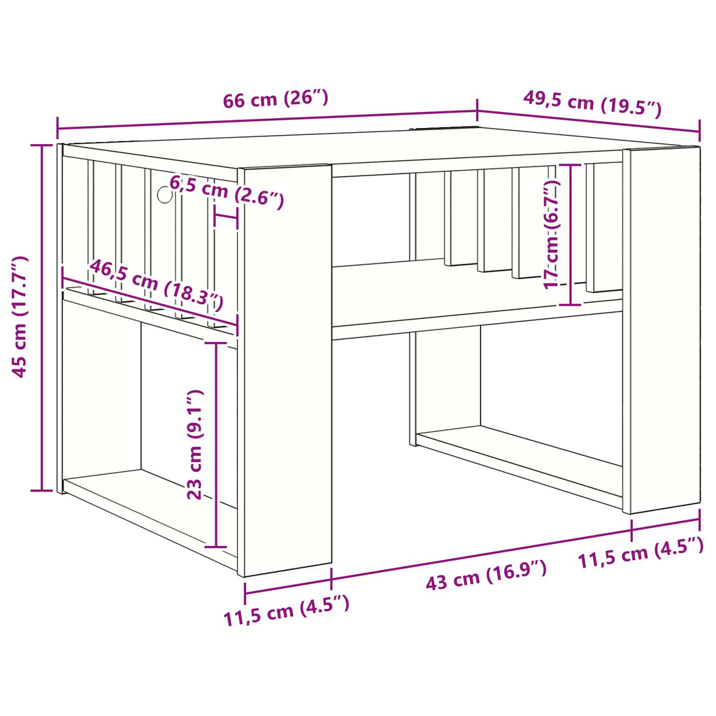 vidaXL Stolik kawowy Betonowy szary 66 x 49,5 x 45 cm