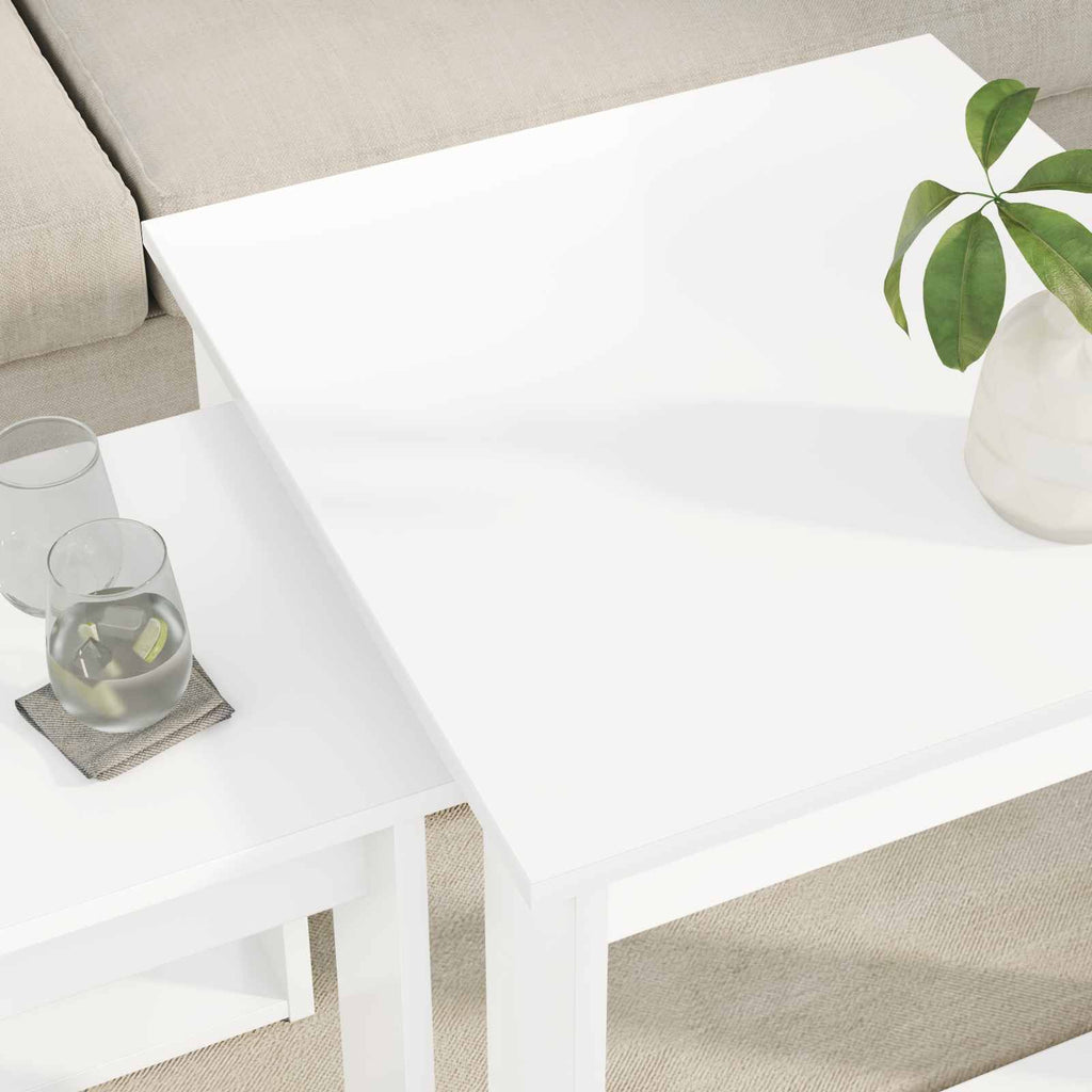 vidaXL Zestaw stolików kawowych 2 pcs Biały Materiał drewnopochodny