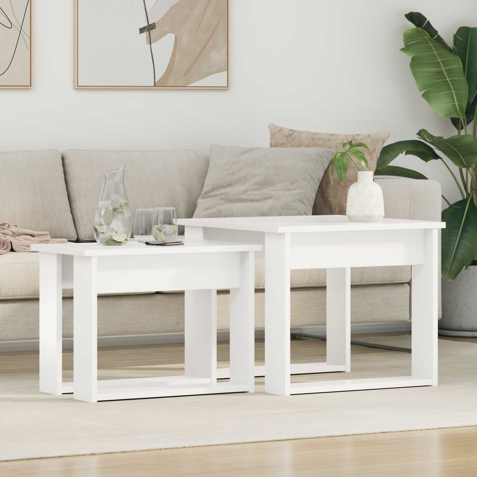 vidaXL Zestaw stolików kawowych 2 pcs Biały Materiał drewnopochodny