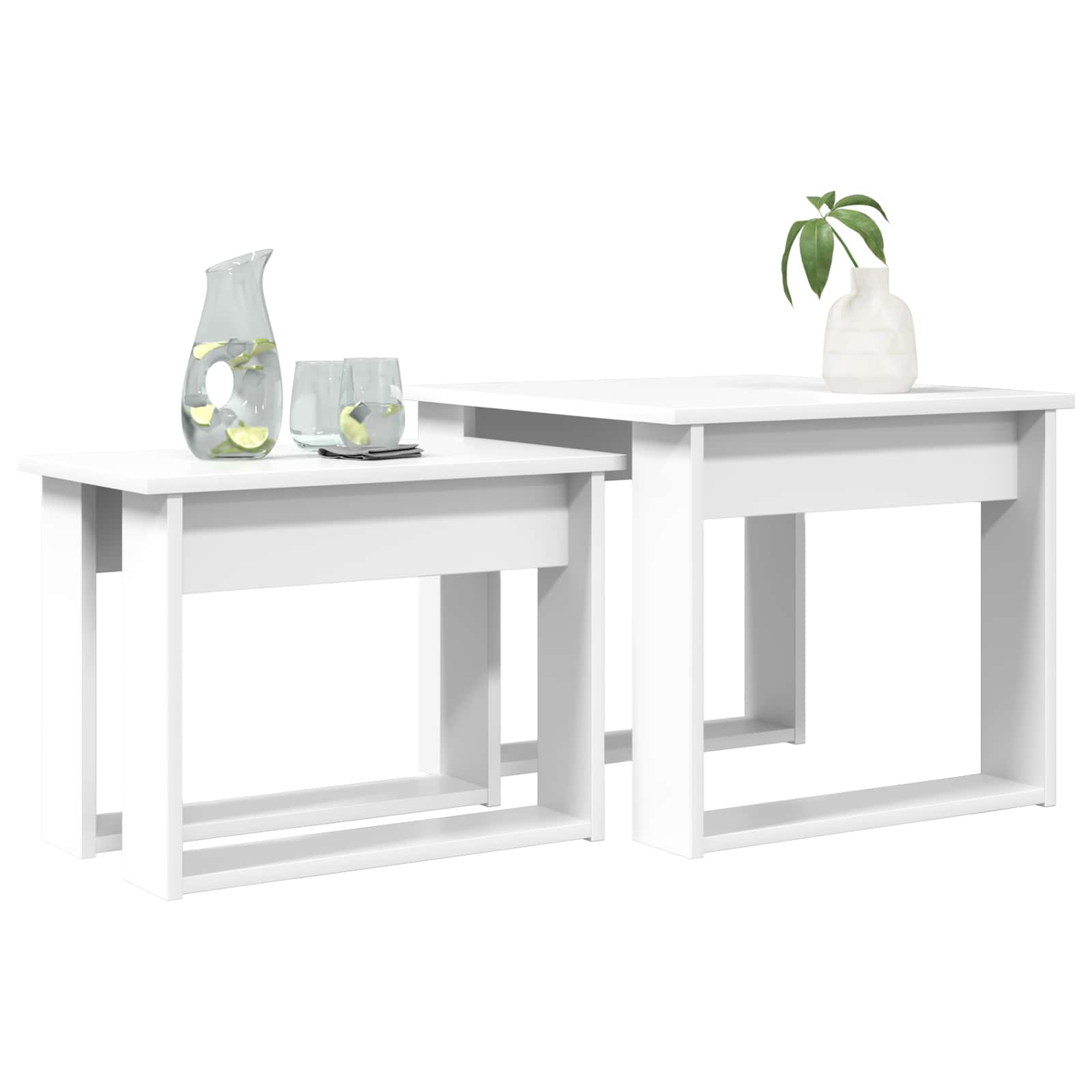 vidaXL Zestaw stolików kawowych 2 pcs Biały Materiał drewnopochodny