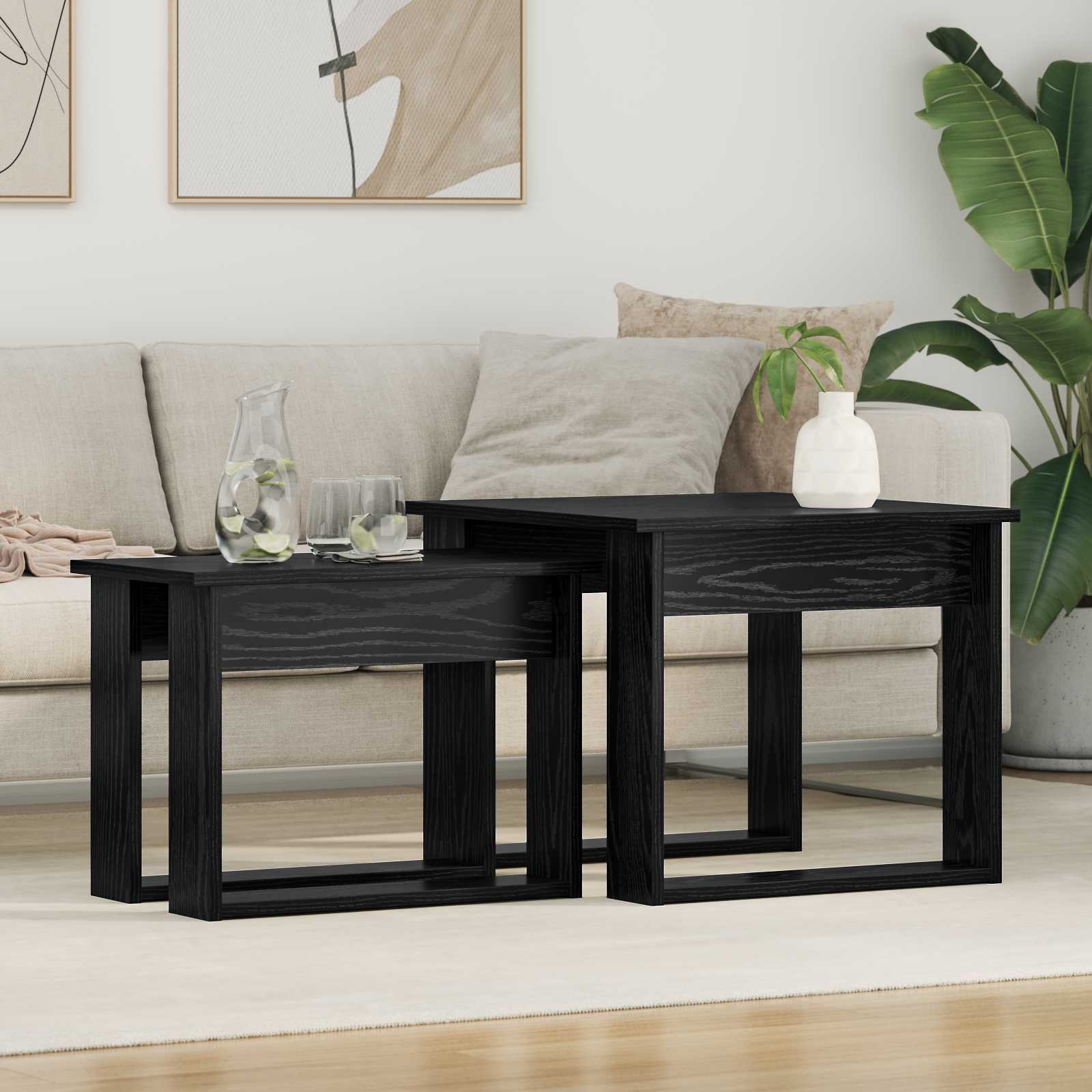 vidaXL Zestaw stolików kawowych 2 pcs Czarny Dąb