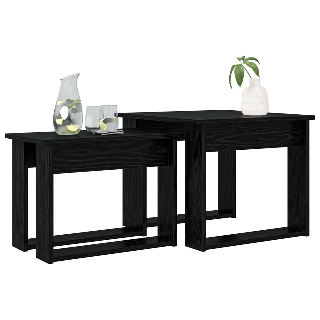 vidaXL Zestaw stolików kawowych 2 pcs Czarny Dąb