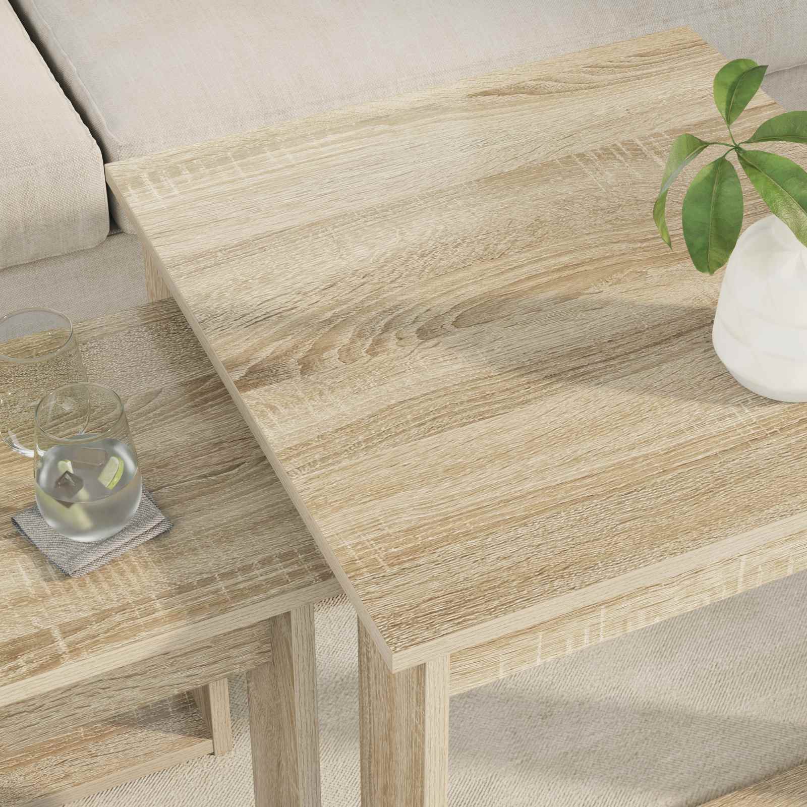 vidaXL Zestaw stolików kawowych 2 pcs Dąb Sonoma