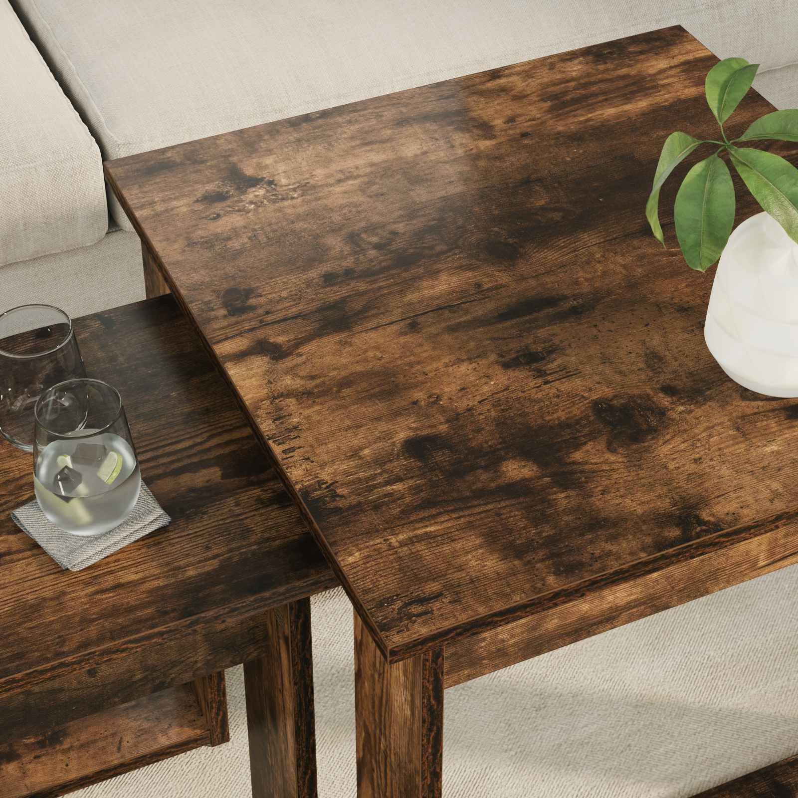vidaXL Zestaw stolików kawowych 2 pcs Dąb wędzony