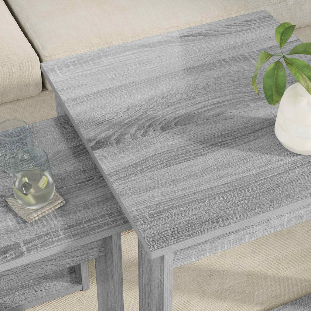 vidaXL Zestaw stolików kawowych 2 pcs Szary Sonoma