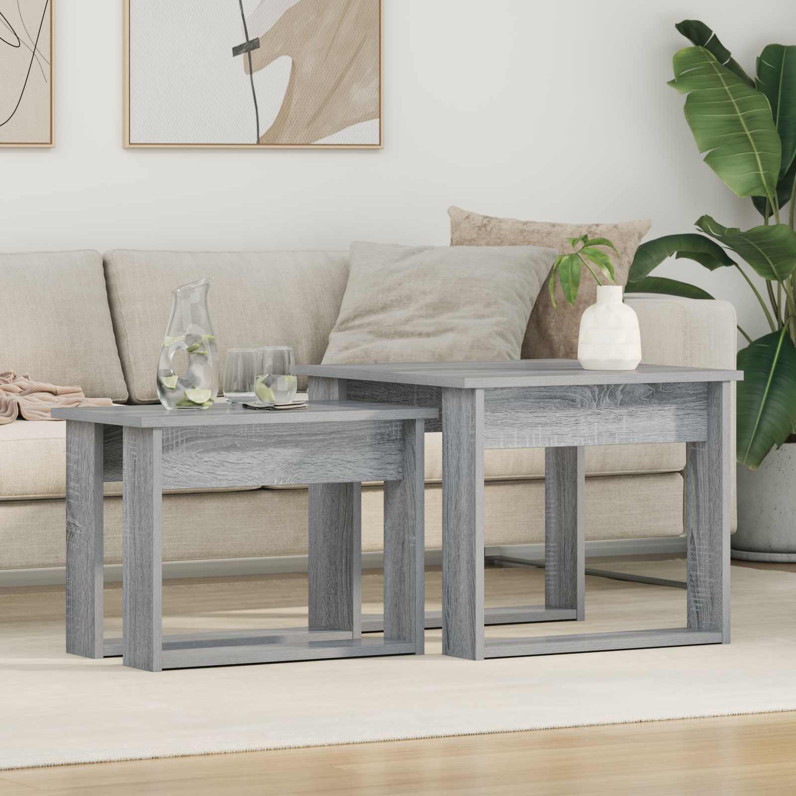 vidaXL Zestaw stolików kawowych 2 pcs Szary Sonoma