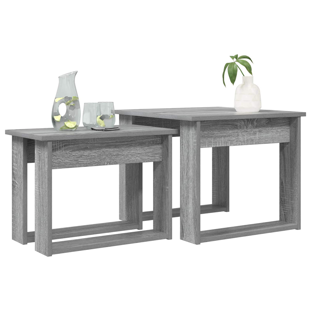 vidaXL Zestaw stolików kawowych 2 pcs Szary Sonoma
