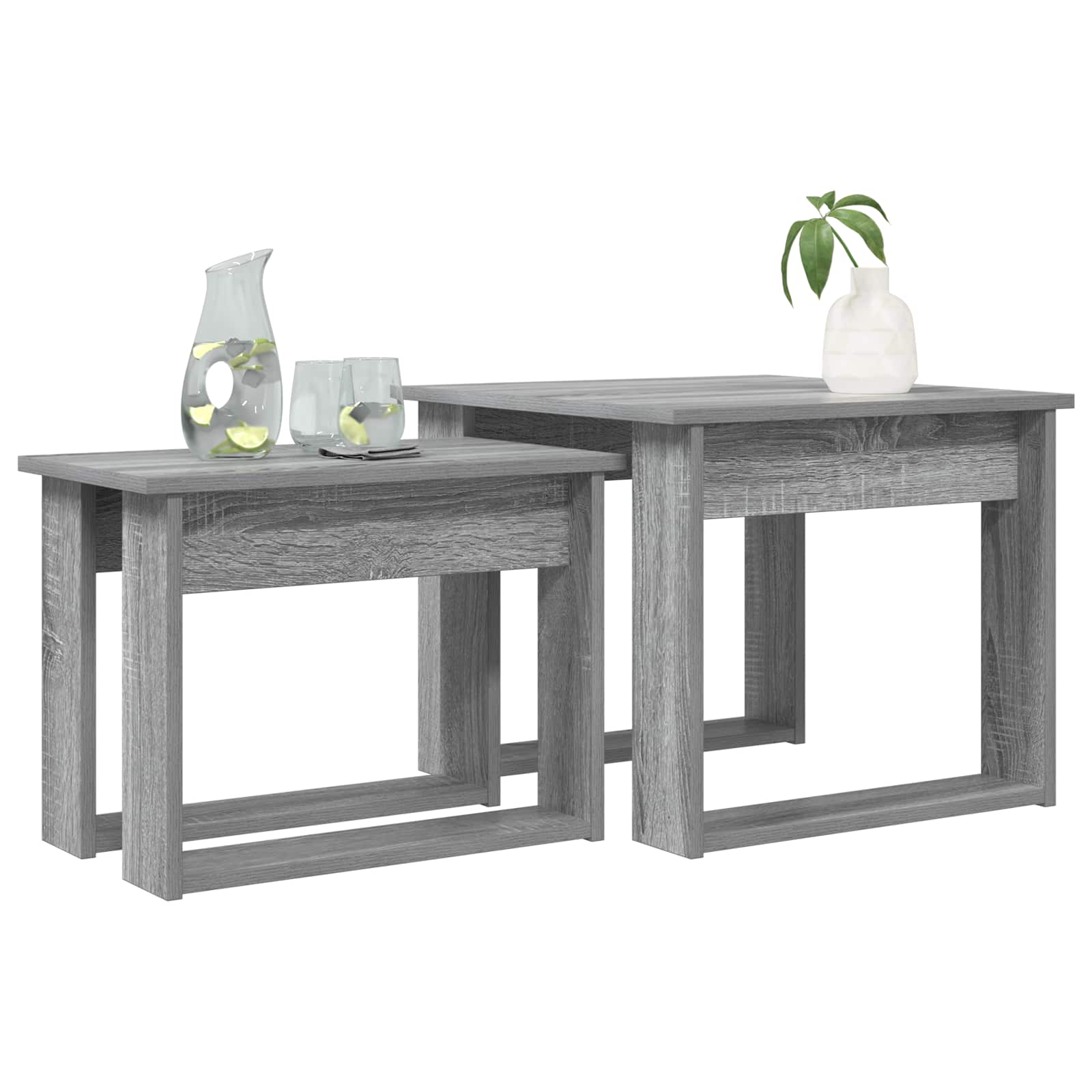 vidaXL Zestaw stolików kawowych 2 pcs Szary Sonoma