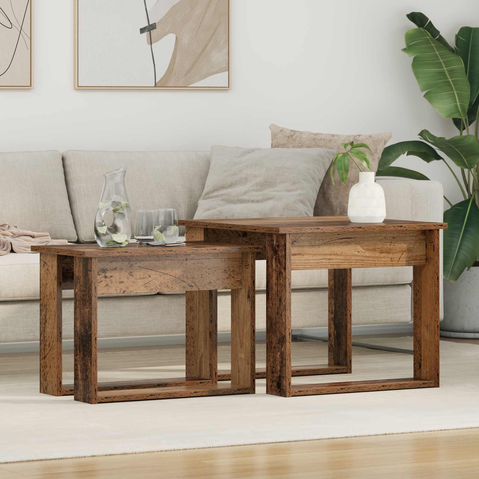 vidaXL Zestaw stolików kawowych 2 pcs Stare drewno