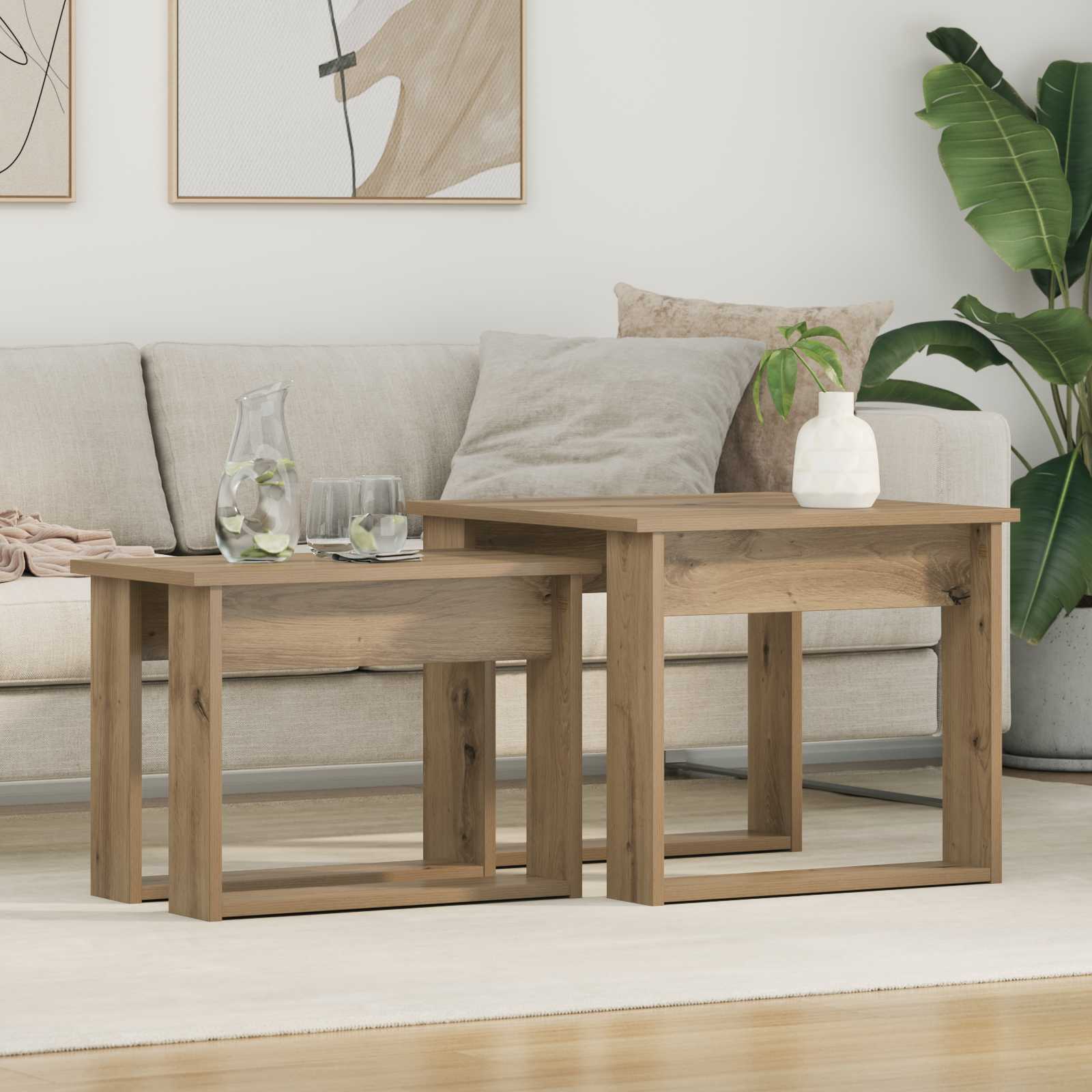 vidaXL Zestaw stolików kawowych 2 pcs Dąb rzemieślniczy