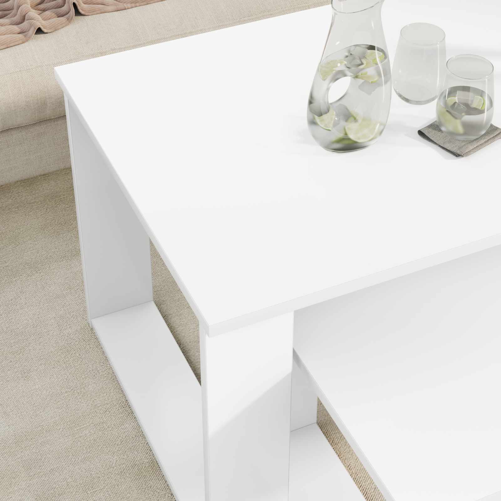 vidaXL Zestaw stolików kawowych 2 pcs Biały Materiał drewnopochodny