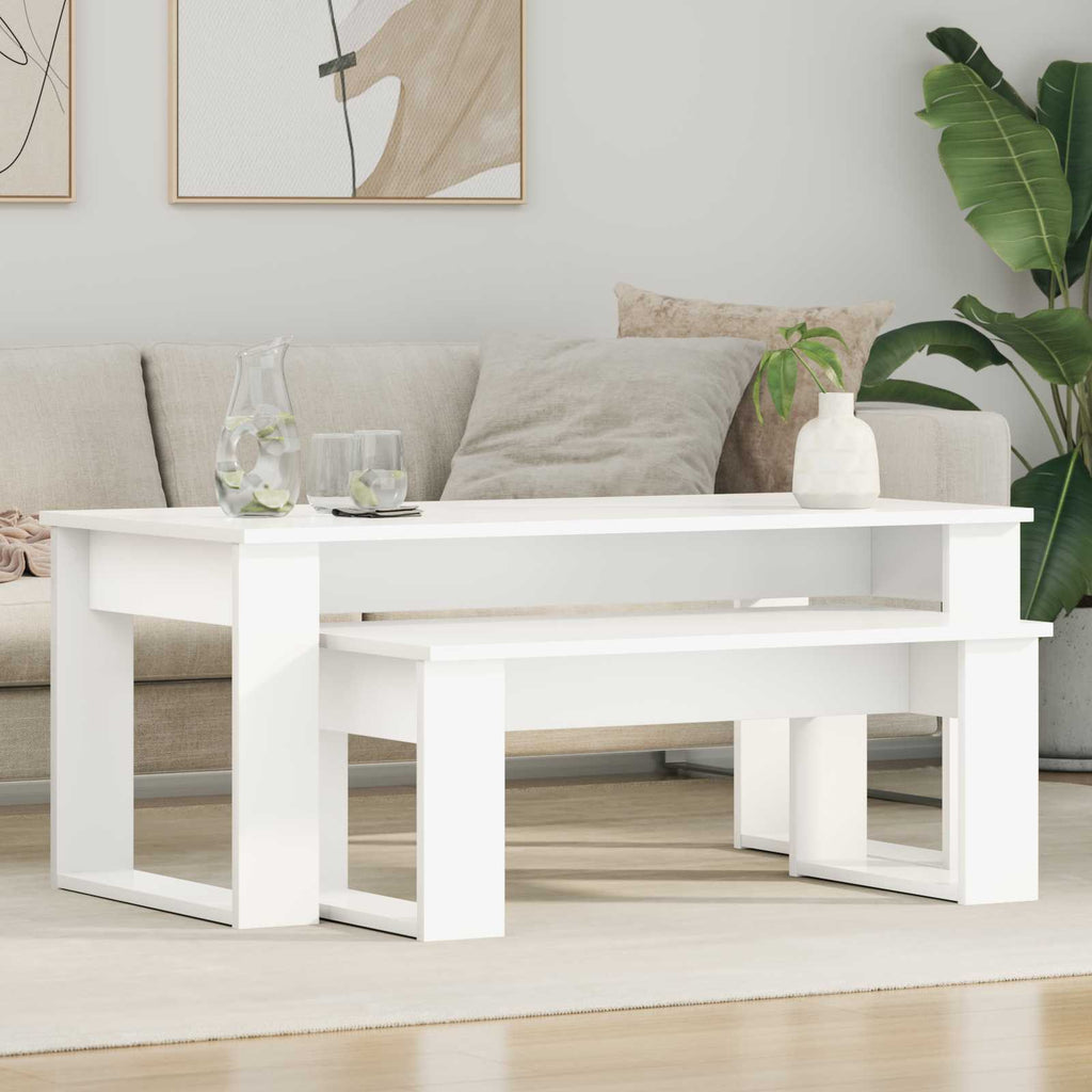 vidaXL Zestaw stolików kawowych 2 pcs Biały Materiał drewnopochodny
