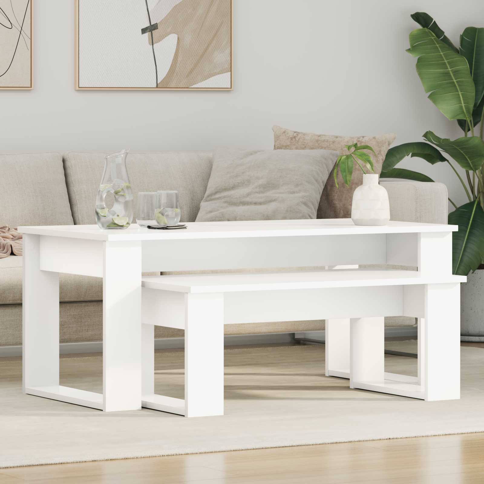 vidaXL Zestaw stolików kawowych 2 pcs Biały Materiał drewnopochodny