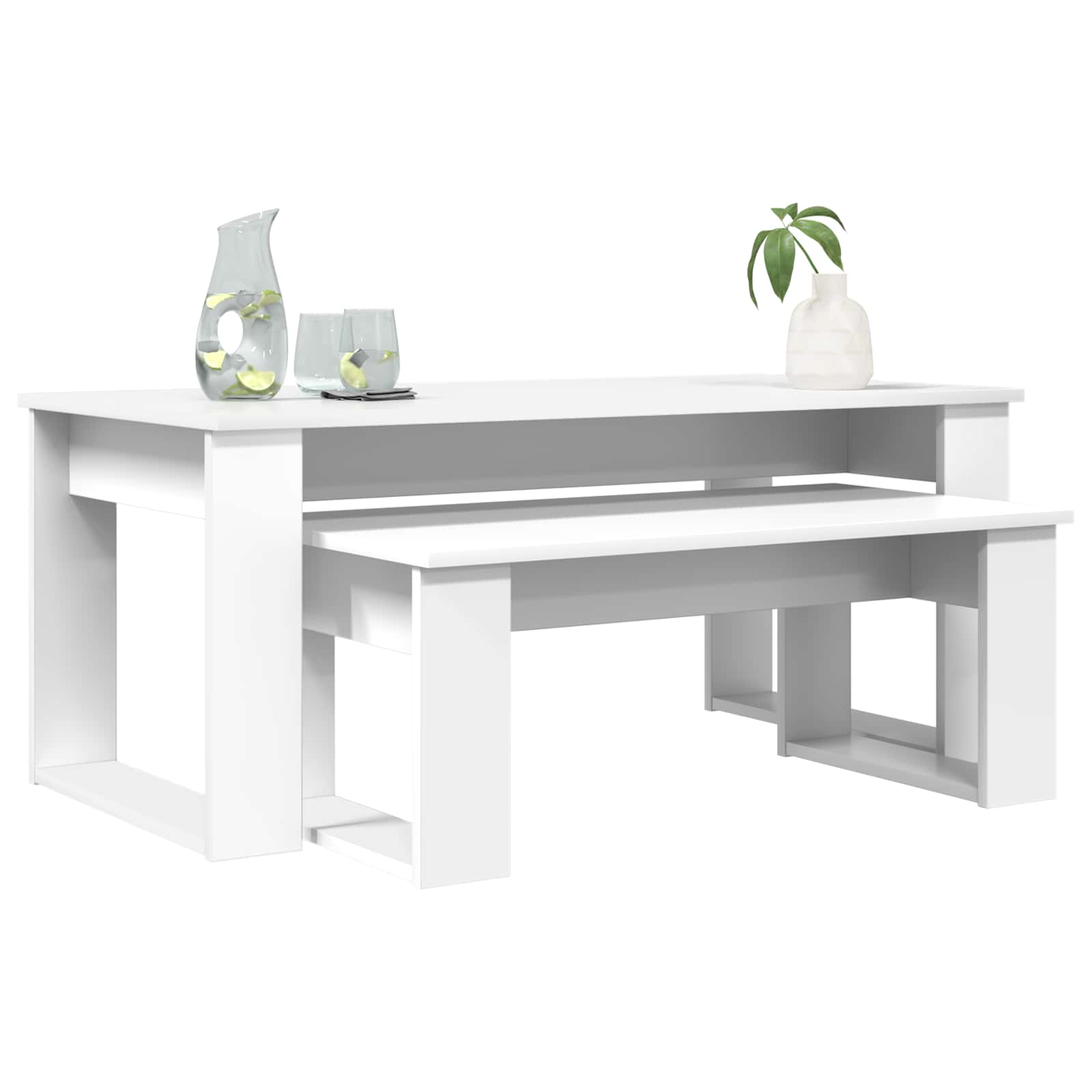 vidaXL Zestaw stolików kawowych 2 pcs Biały Materiał drewnopochodny