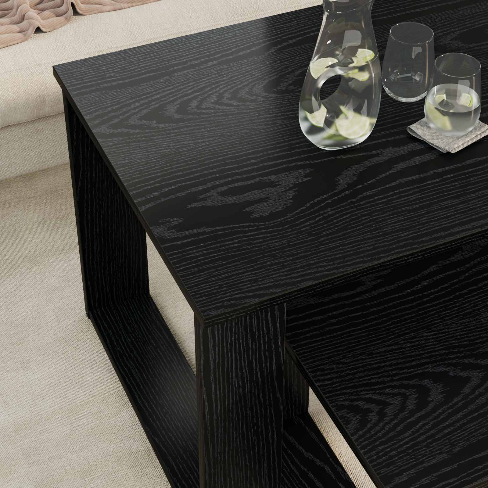 vidaXL Zestaw stolików kawowych 2 pcs Czarny Dąb